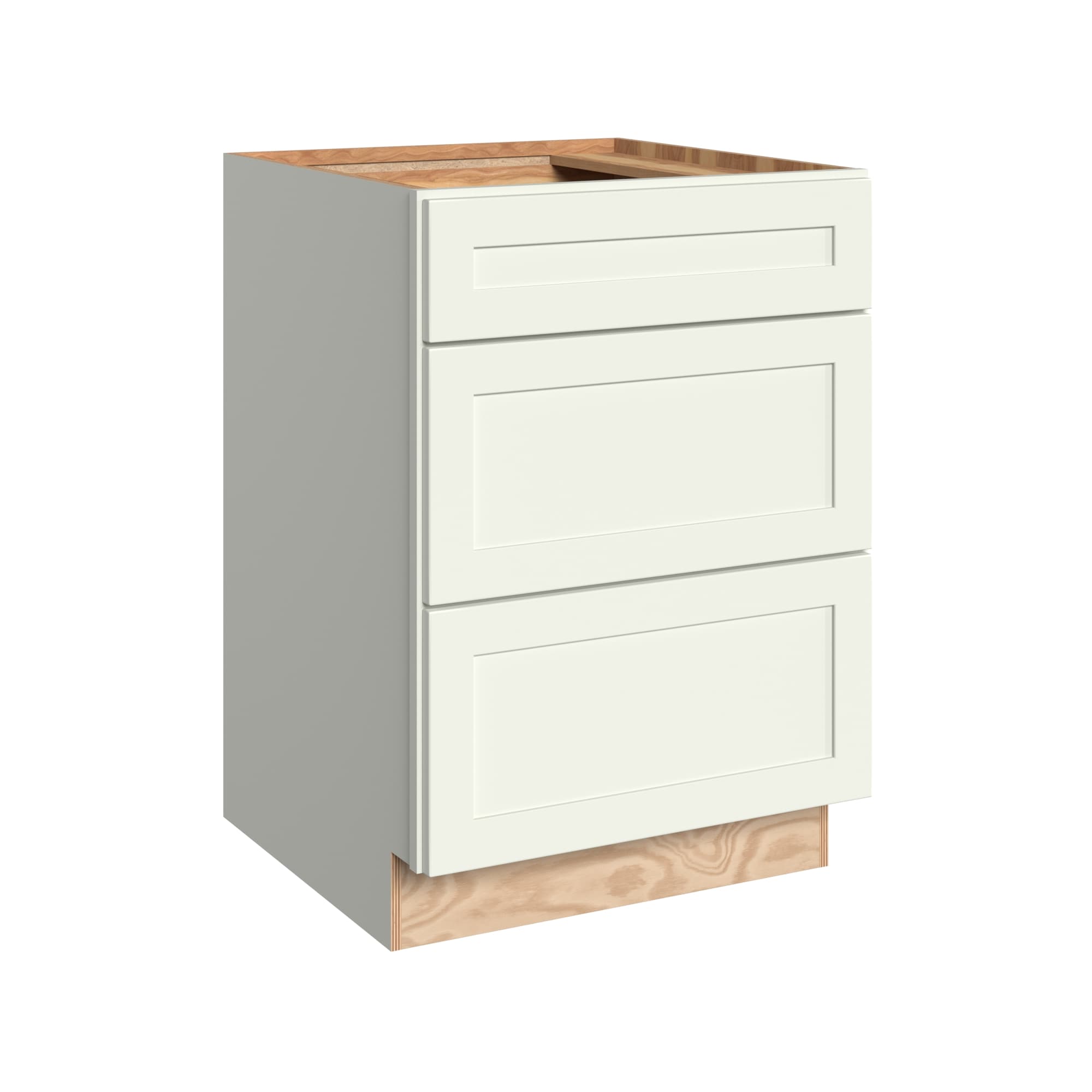 KraftMaid Momentum BD24.3G71 Deveron 24-in W x 34.5-in H x 24-in D Dove White 3 -Drawers Drawer Base Fully assembled Plywood Cabinet Recessed Panel Shaker