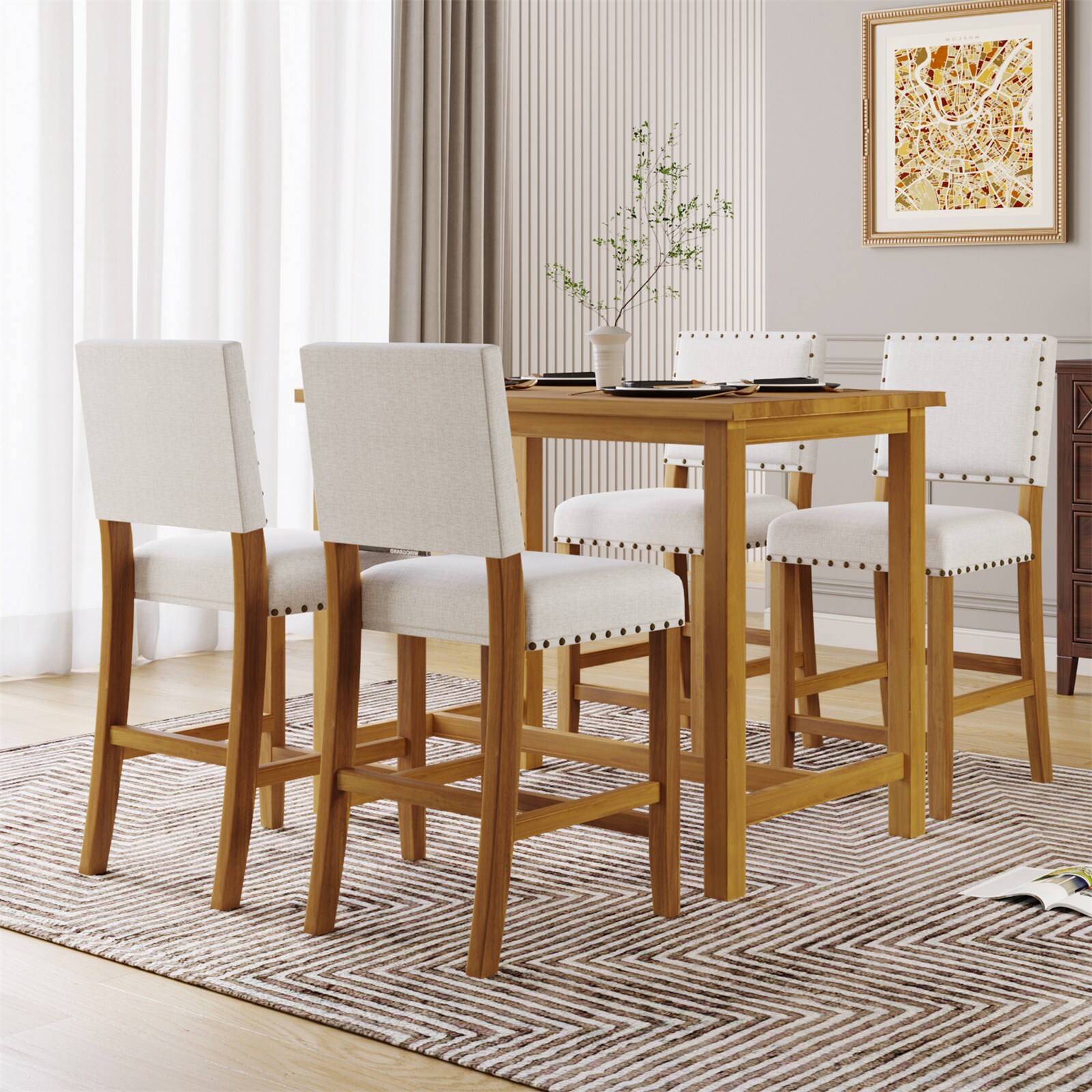 BESTCOSTY SH000LJW158AAD-ZY Natural Contemporary/Modern Dining Room Set with Rectangular Table ( Seats 250 )