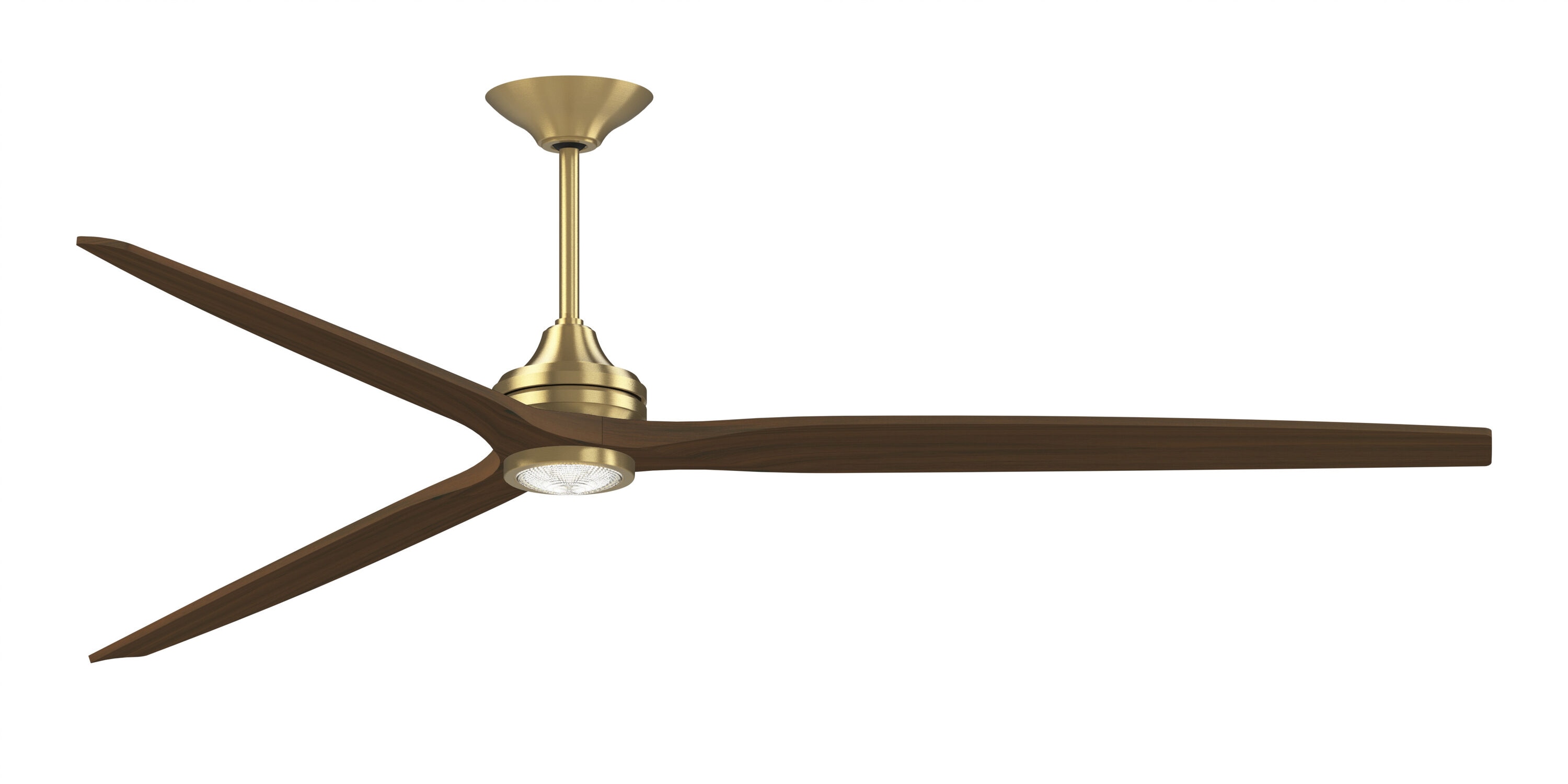 Fanimation FPD6721BBS-96WK-LK Spitfire 96-Inches Brushed Satin Brass with Whiskey Wood Blades Color-Changing Integrated LED Fixture Indoor/Outdoor Downrod mount Smart Compatible Propeller Ceiling Fan With Light and Remote ( 3 -Blade)