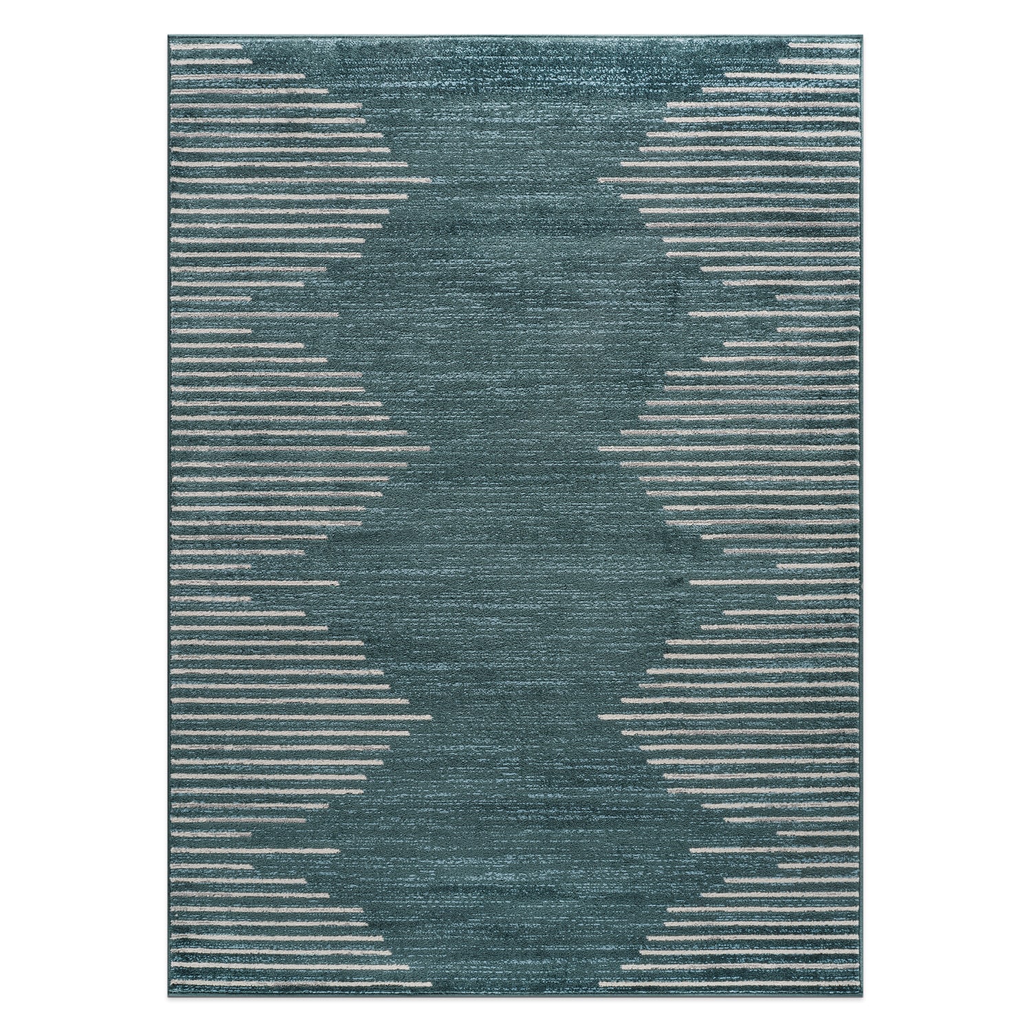 World Rug Gallery 385TEAL5X7 5 x 7 (ft) Loomed Polyester/Polypropylene Teal Rectangular Indoor Stripe Global Area rug