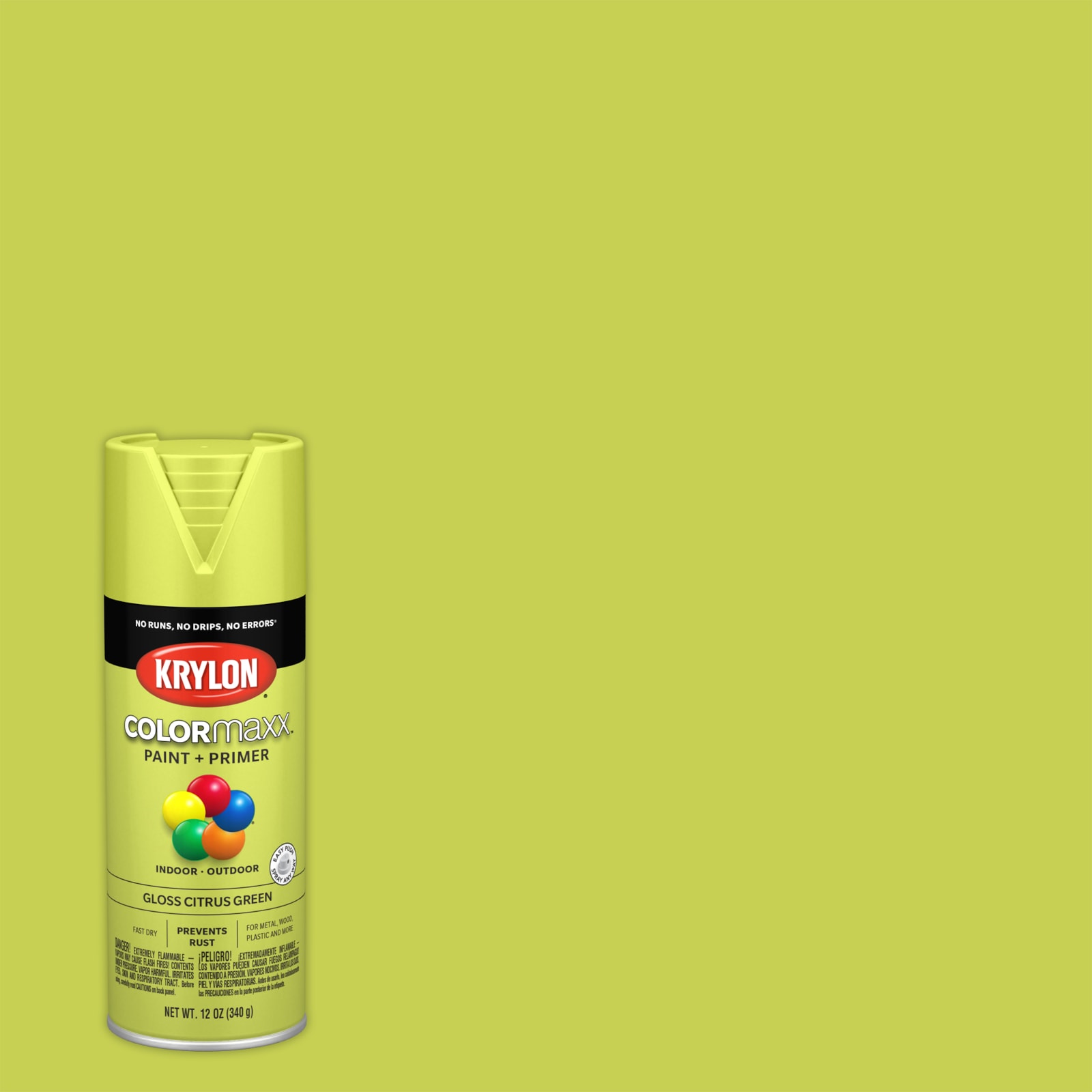 Krylon Colormaxx Gloss Spray Paint & Primer, Citrus Green - Kenyon