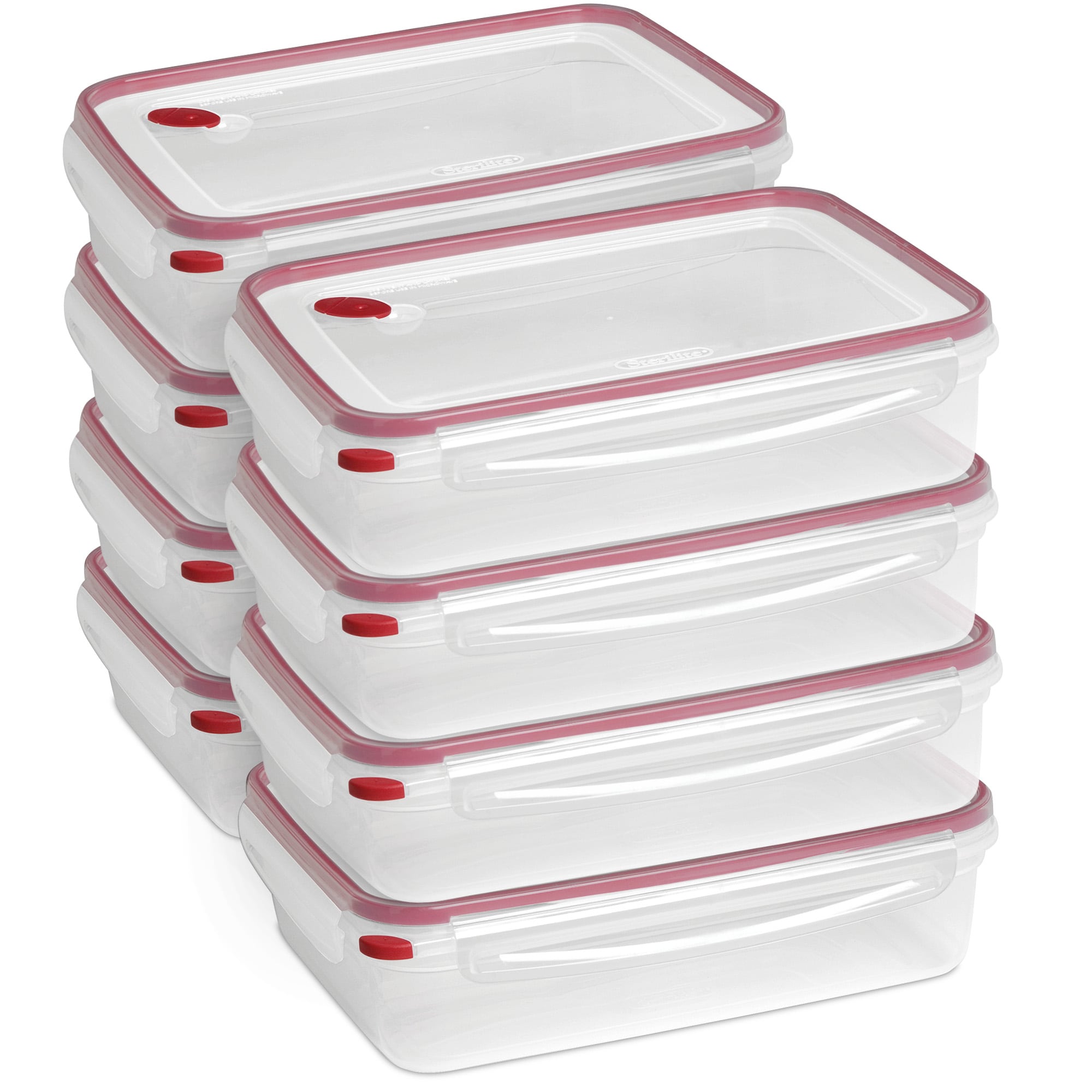 Sterilite 282316 03426604 16.0 Cup Rectangle UltraSeal Food Storage Container  Red 8 Ct
