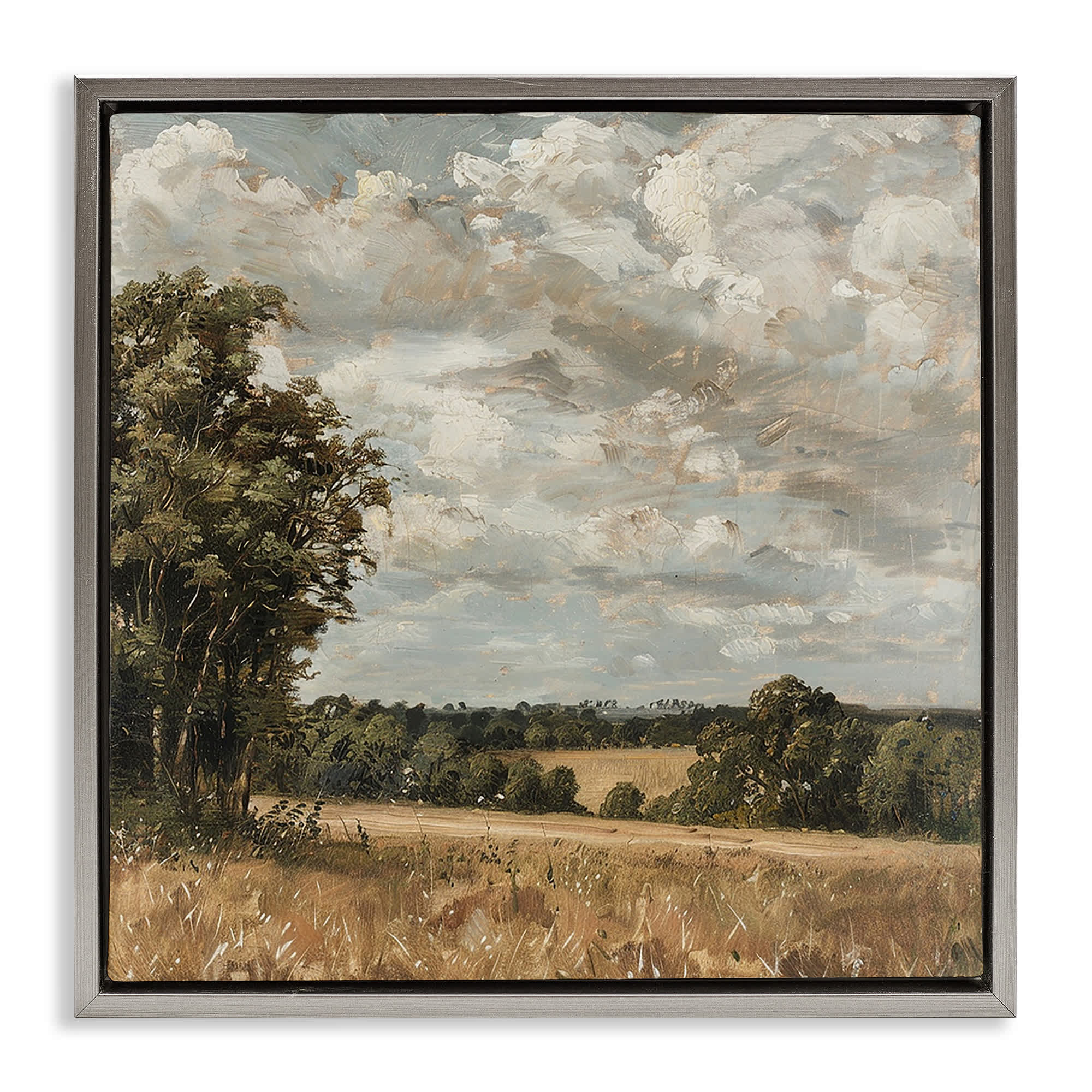 Stupell Industries BT-785-FFL-17X17 Clouds Over Country Scenery Gray Framed Floater Canvas Wall Art By LSR Creative Studio 18 x 18