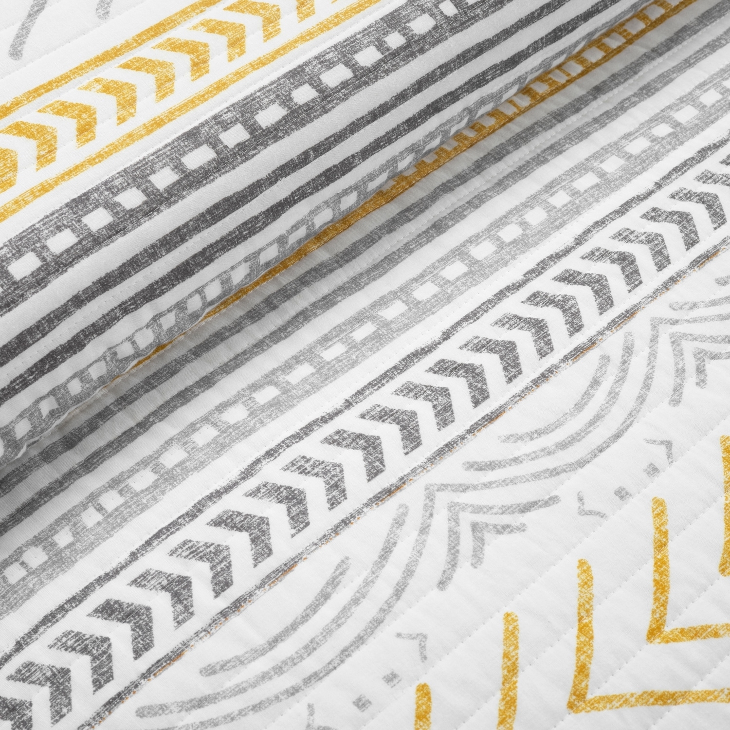 Yellow and Gray Full/Queen Cotton Reversible Quilt Set