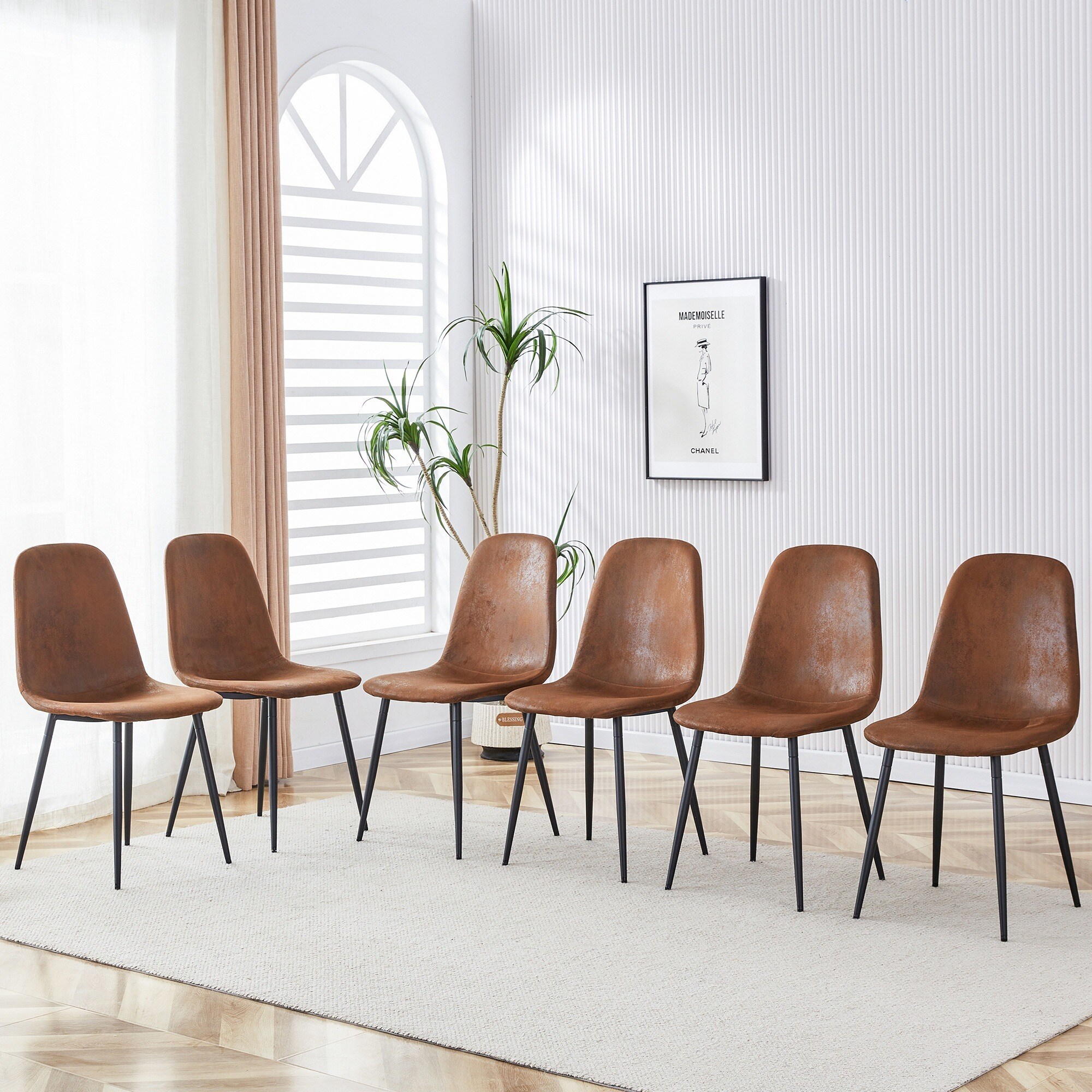 Horizons Prime - 6 Piece Set Modern Medieval Style Restaurant Cushioned Armchairs with Soft Suede...