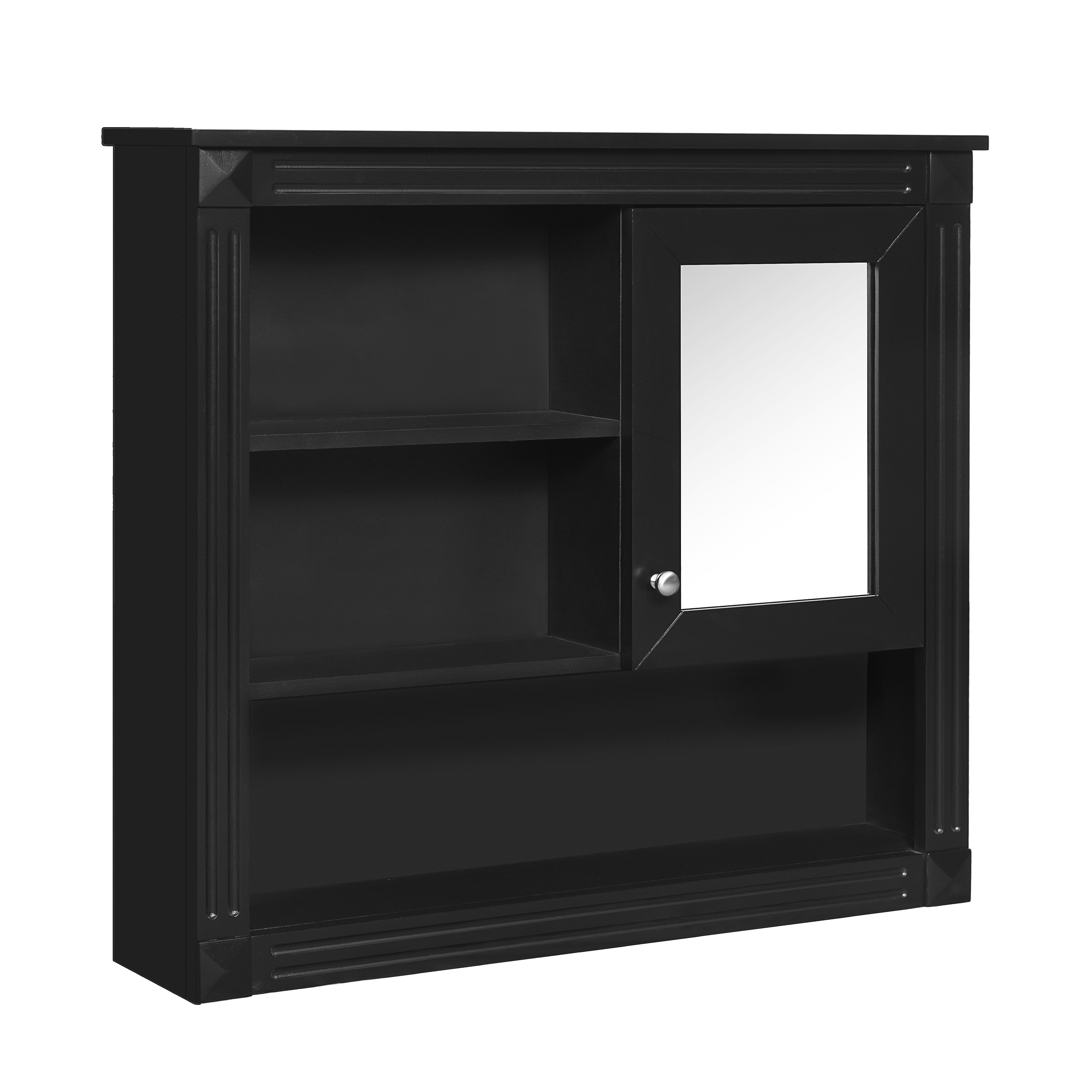 Forclover CM-N710P254922B 32-in x 28.7-in Surface Mount Black Mirrored Rectangle Medicine Cabinet