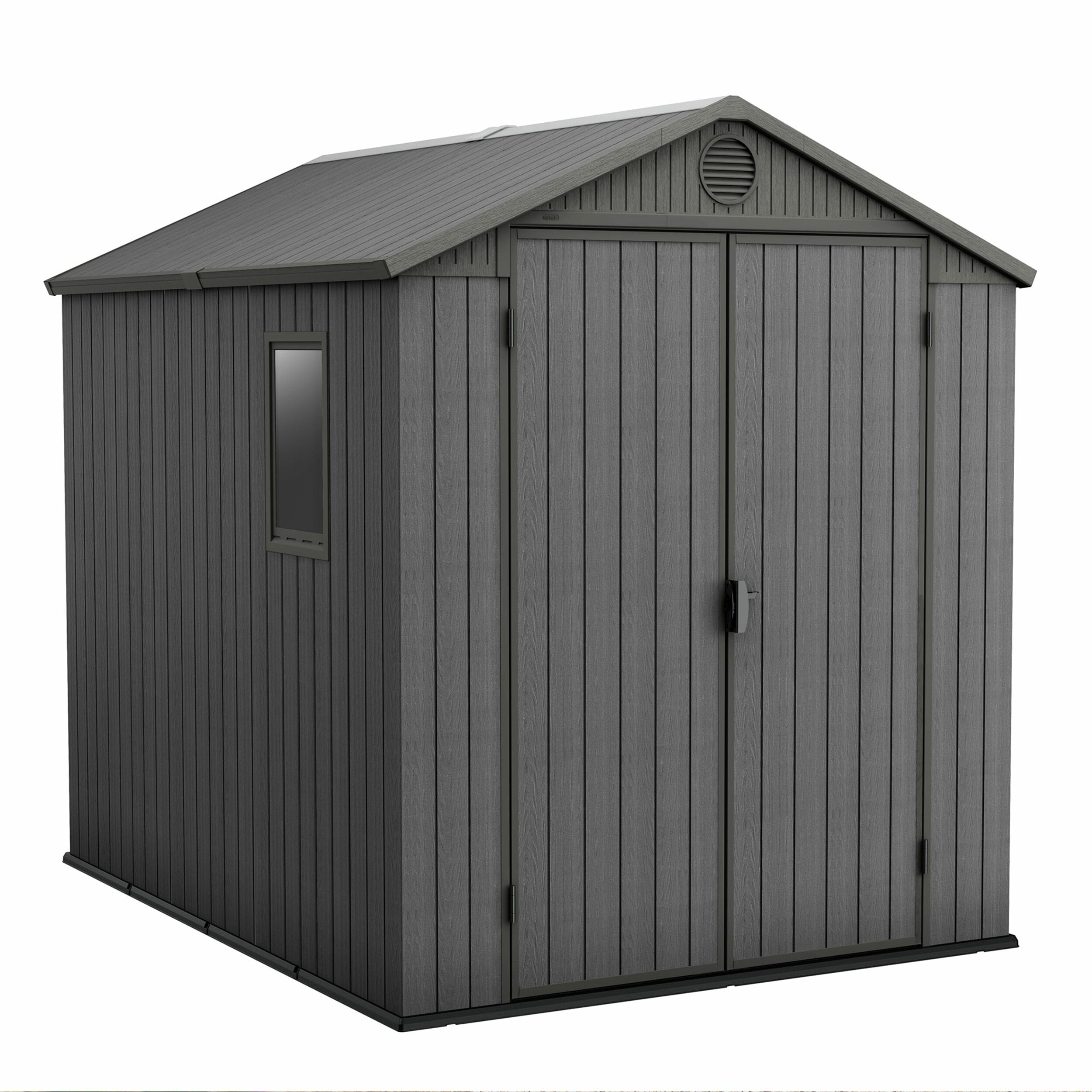 Keter 296027 8-ft x 6.25-ft Darwin Gray Gable Resin Storage Shed (Floor Included)