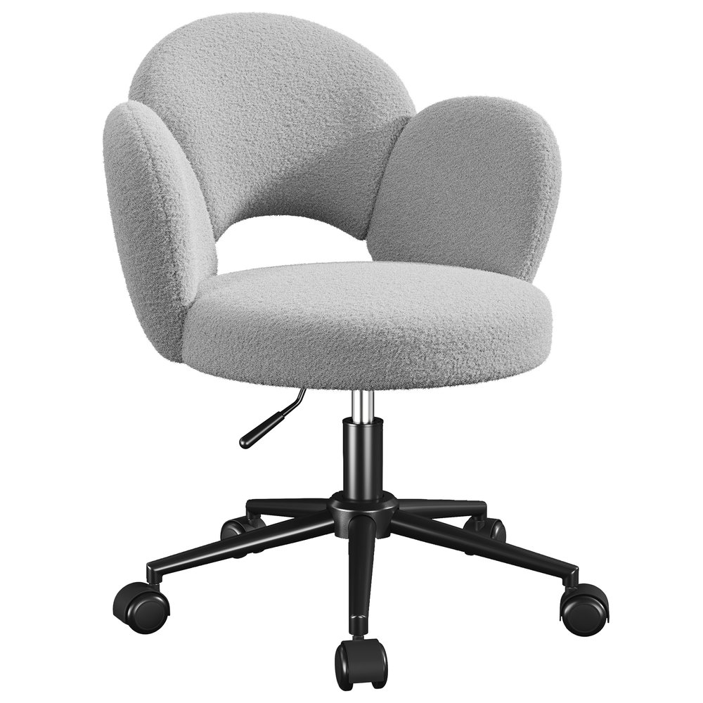 Raybee - 18.11-in W Morden Teddy Fabric/Metal Frame Accent Chair with Swivel Wheels Height Adjust...