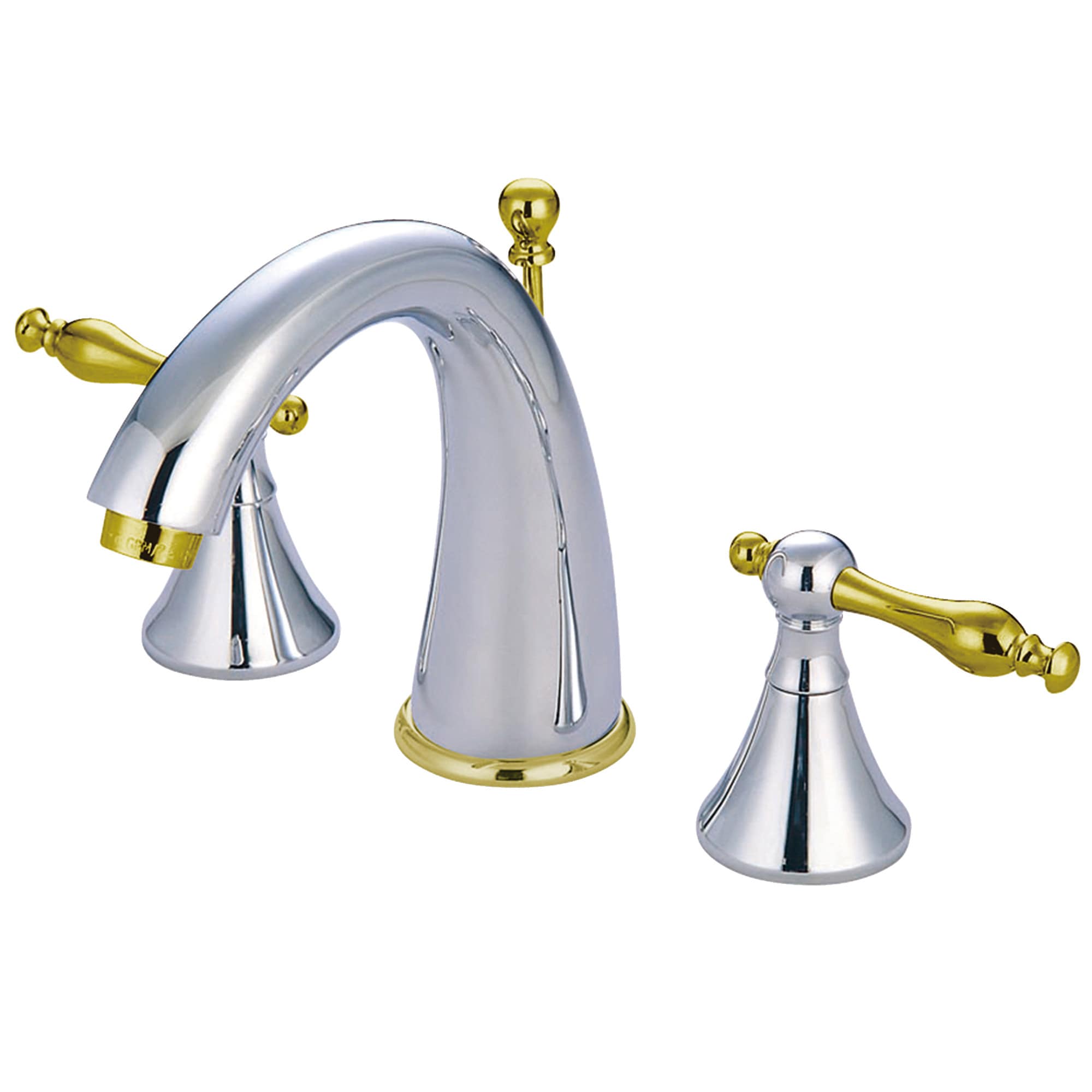 Elements of Design ES2974NL Chrome/Polished Brass Widespread 2-Handle Bathroom Sink Faucet with Drain