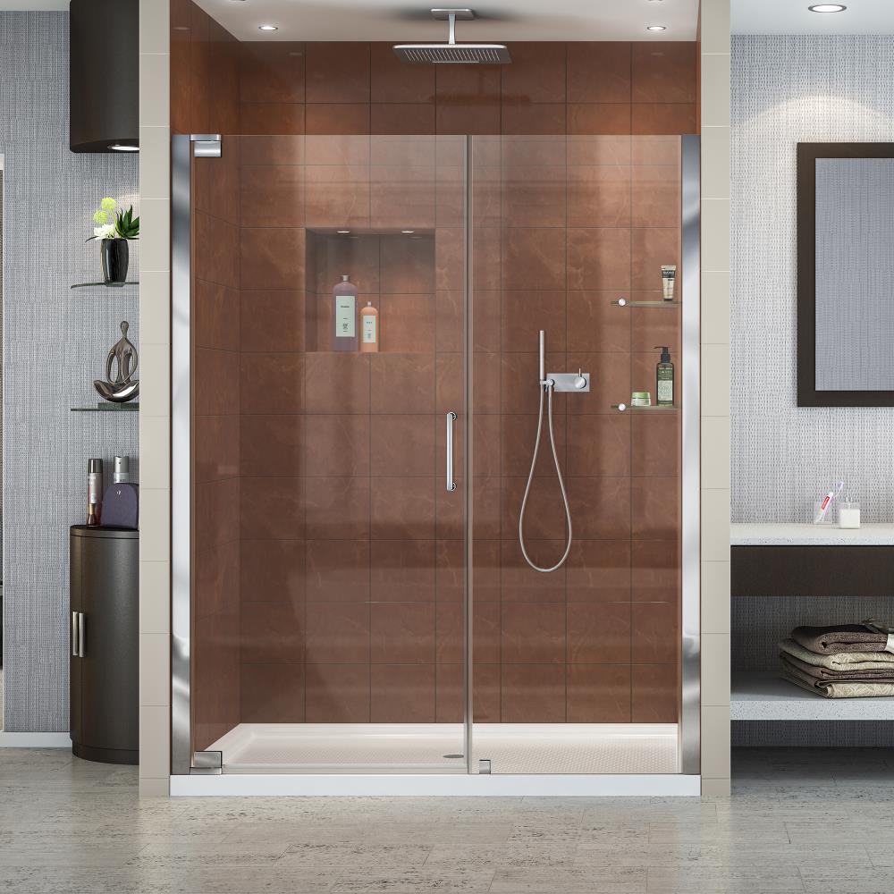 DreamLine Elegance 58-in to 60-in W x 72-in H Frameless Pivot Chrome Alcove  Shower Door (Clear Glass) in the Shower Doors department at Lowes.com