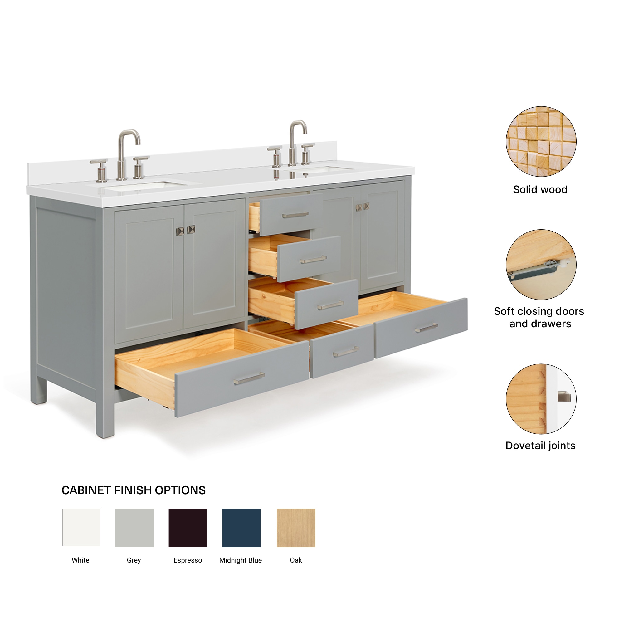 ARIEL A073DWQRVOGRY Bath-Vanity-Combo - View #5