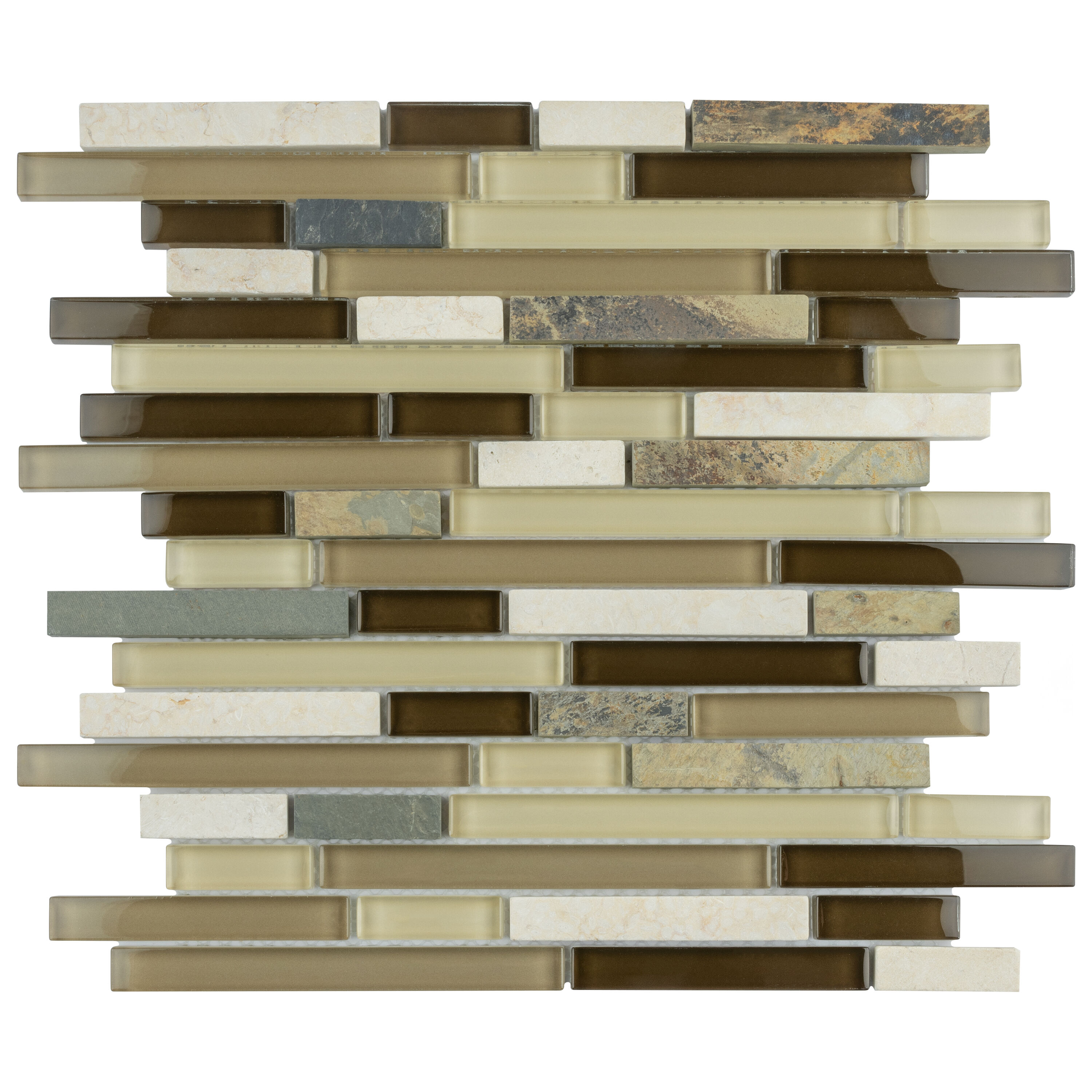 Affinity Tile GDMTPNN Tessera Piano Nassau 12-in x 12-in Multi-finish Glass Patterned Mosaic Wall Tile (9.9-sq. ft/ Carton)