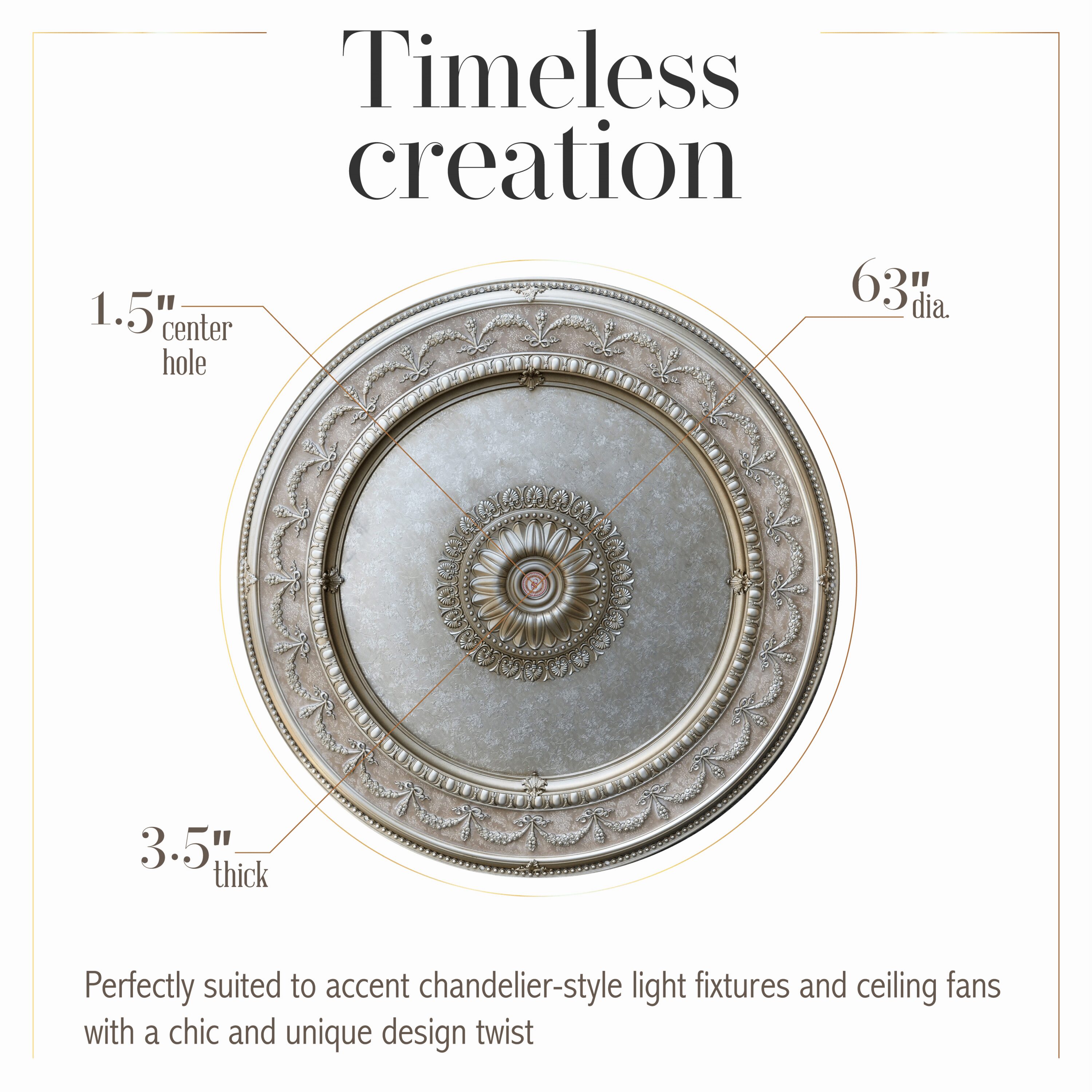 Champagne Silver and Gold 63" Round Ceiling Medallion