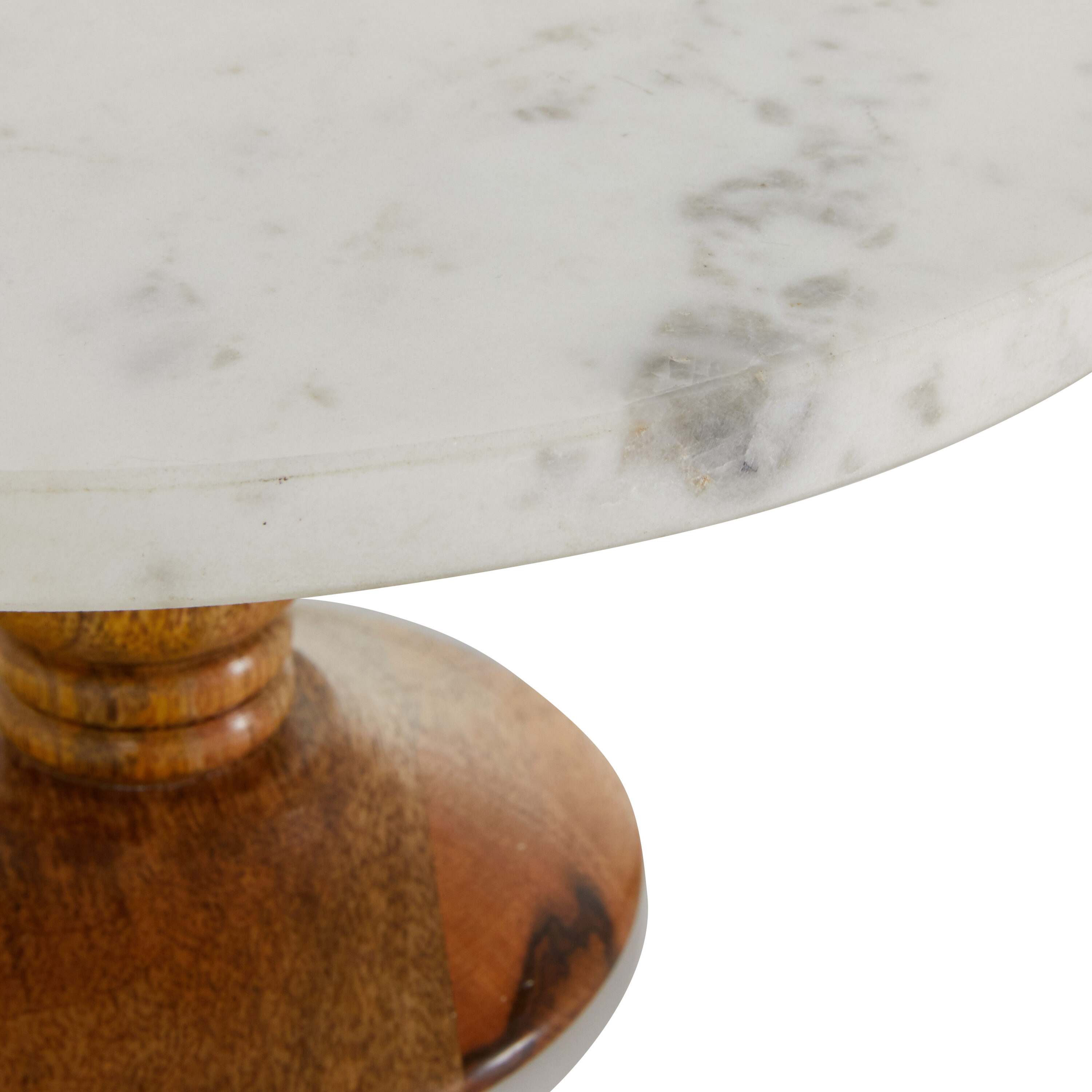 White Marble and Mango Wood Round Cake Stand