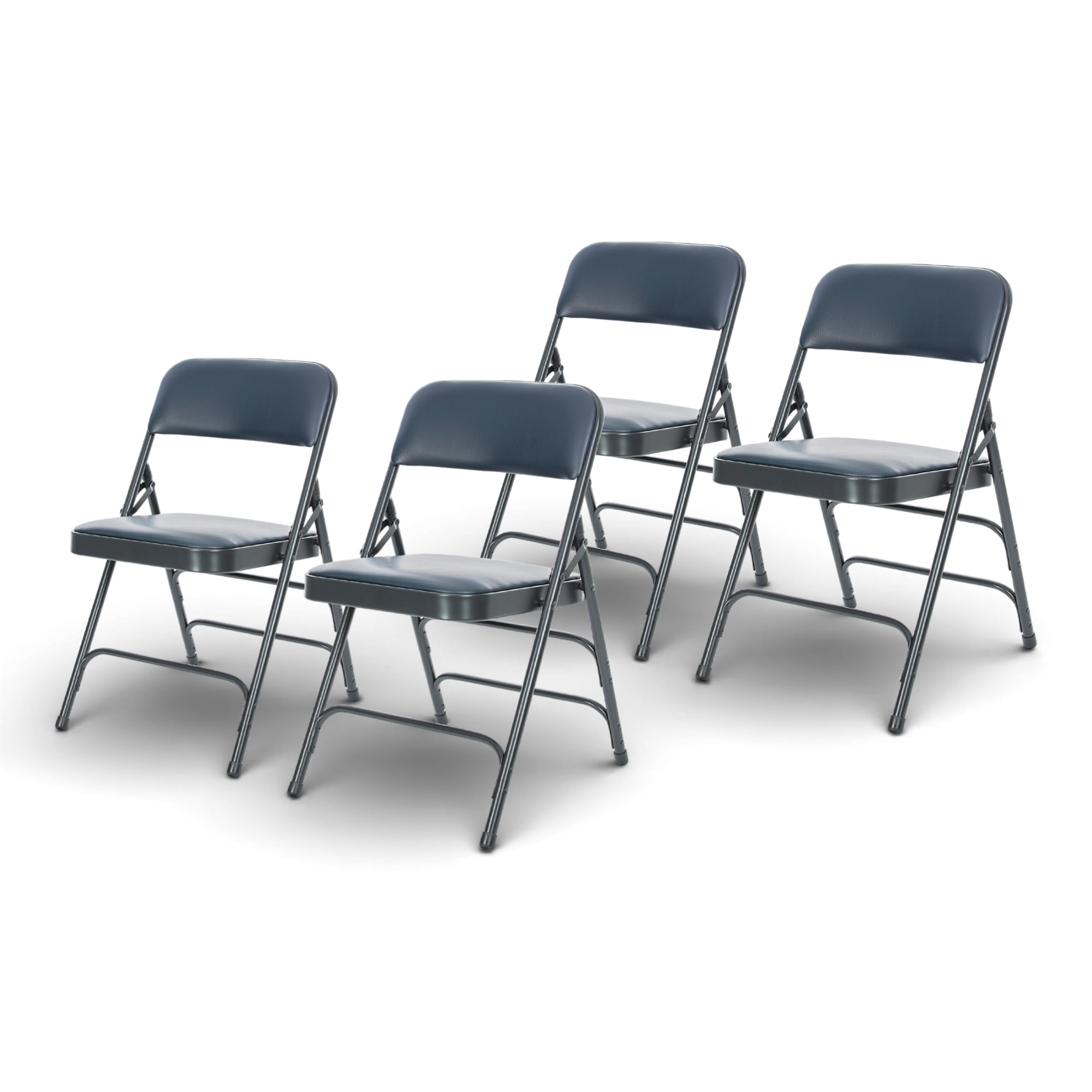 Hampden Furnishings - 4 -Pack Blue Metal Frame Padded Vinyl Seat Indoor Standard Folding Chair 50...