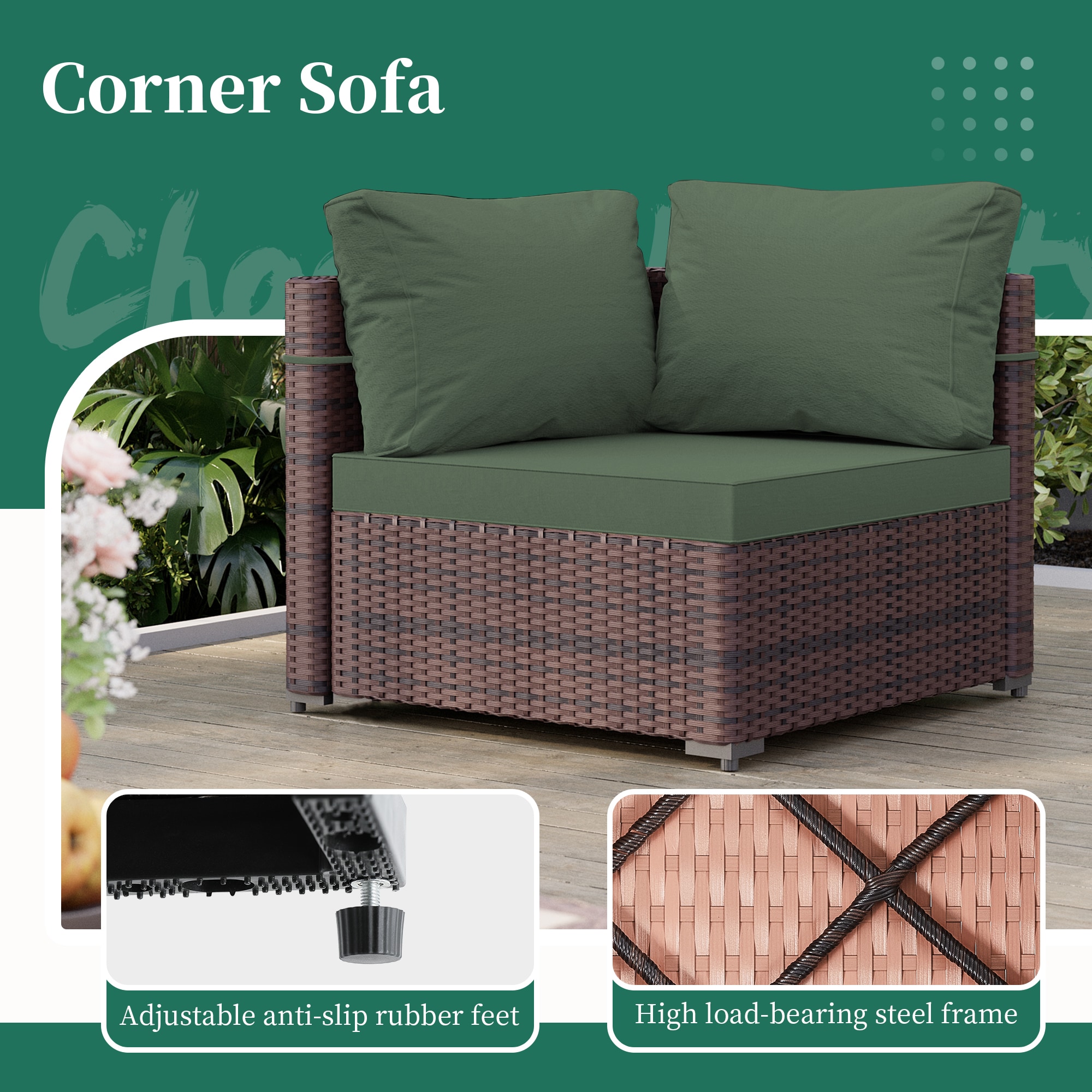 UPHA TBSF-ABC28SYMB-GREEN Patio-Conversation-Sets - View #9