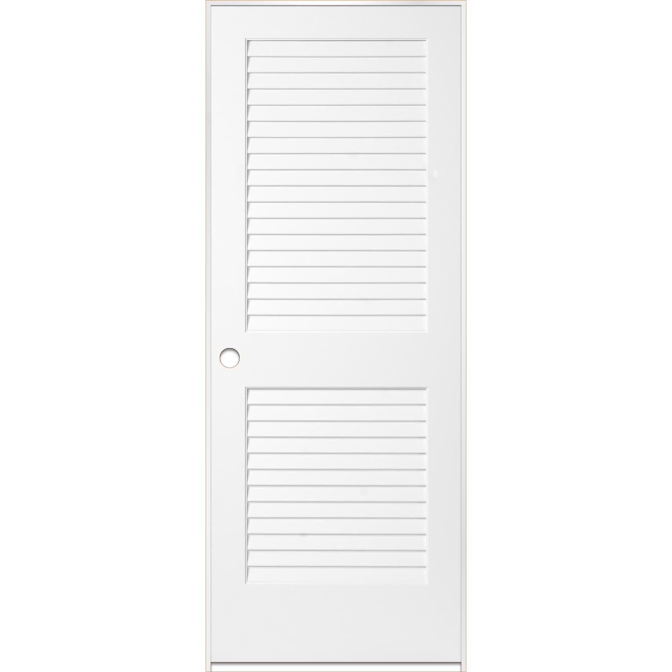 RELIABILT LO690073 28-in x 80-in Primed Louver Right hand Smooth Primed Pine Wood Flat Jamb Single Prehung Interior Door