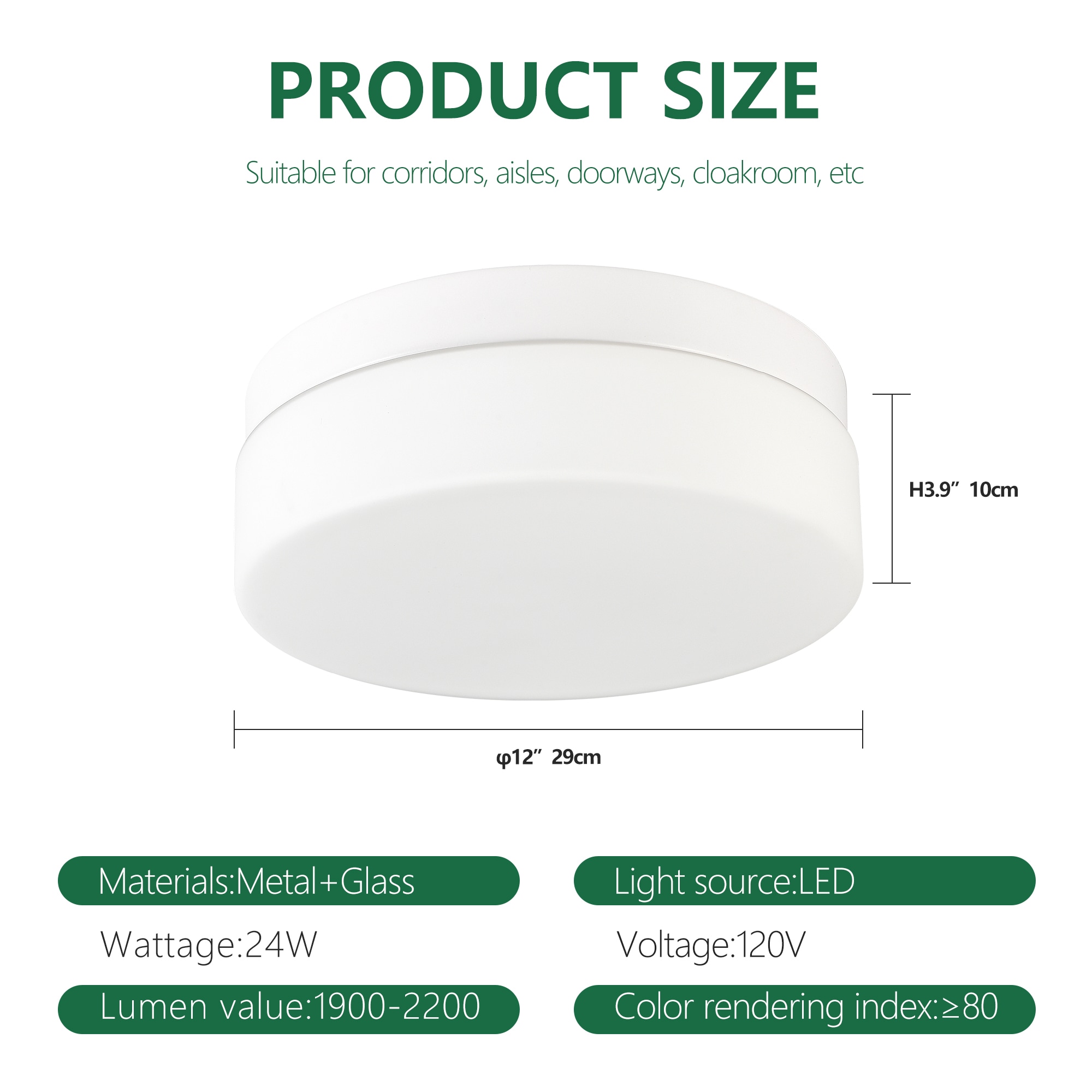 LOVMOR 1 PACK LED Flush Mount Ceiling Light Fixture Modern Kitchen 