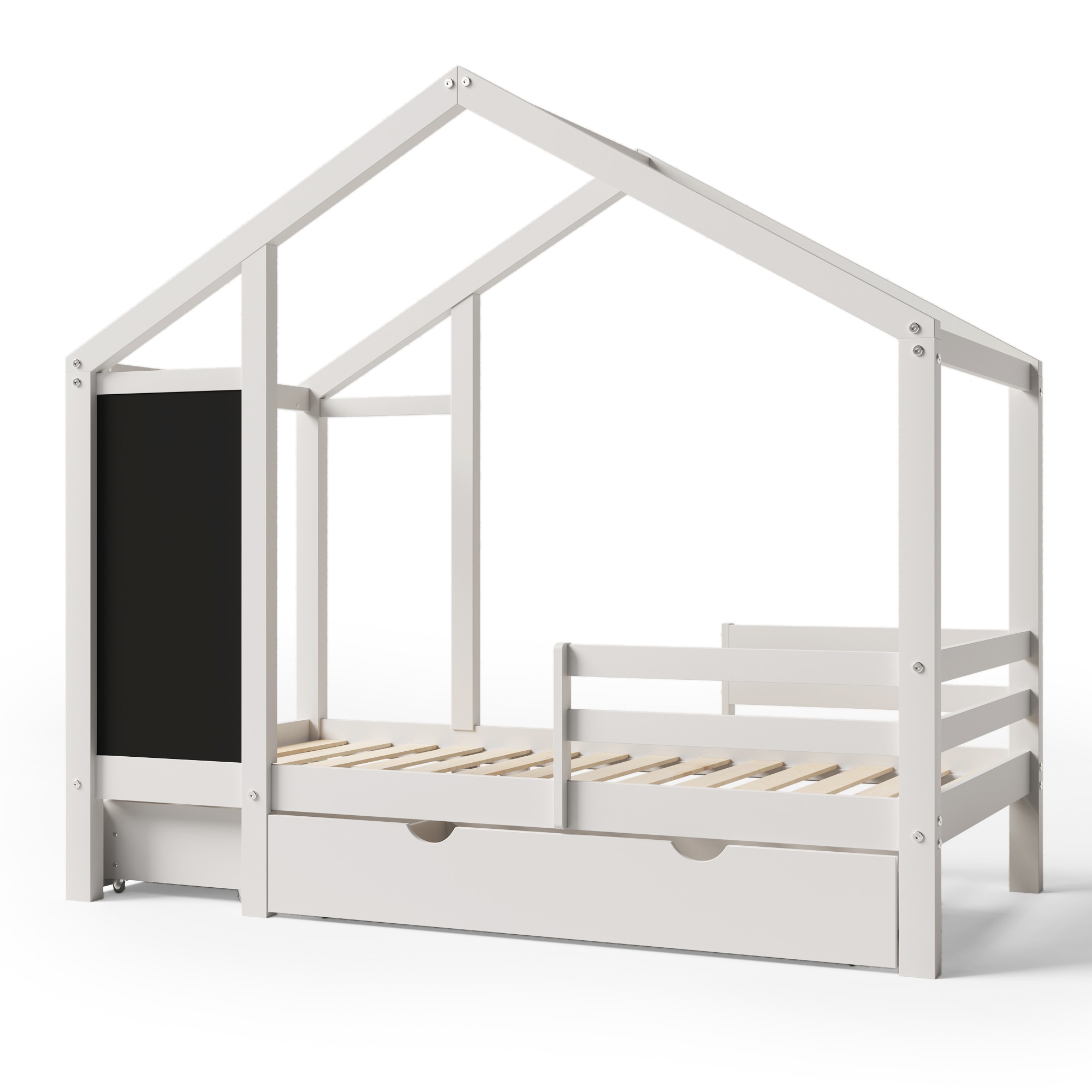 Bybafun YC4700004 White Twin Wood Bed frame Bed
