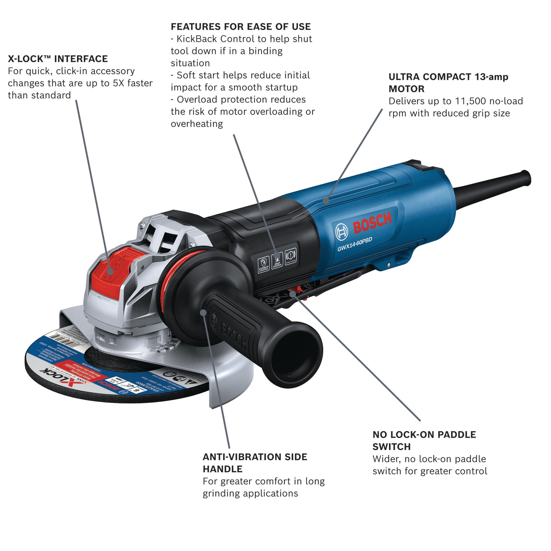 Bosch GWX14-60PBD Cordless-Grinders - View #2
