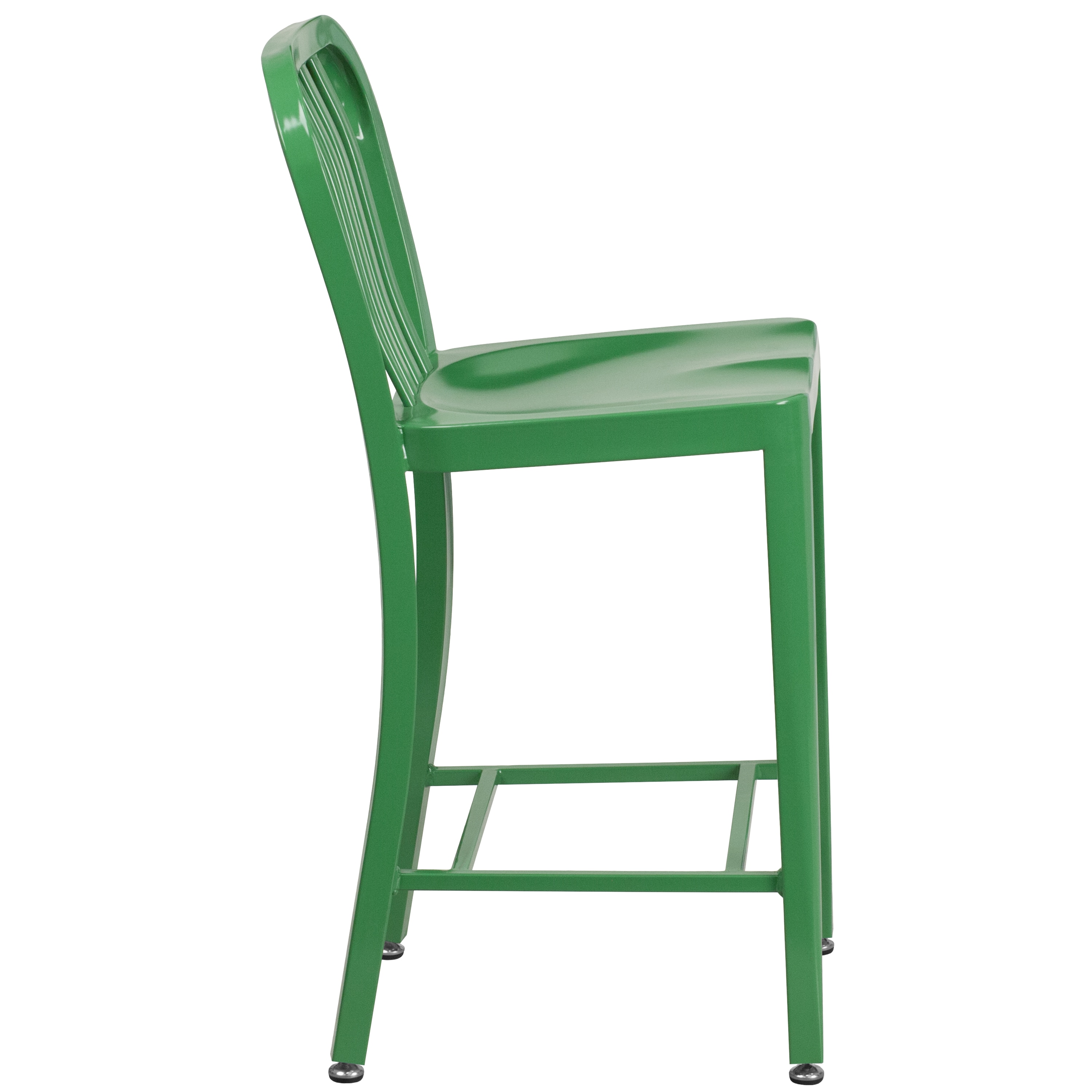 Green Metal 24" Counter Height Stool with Slat Back