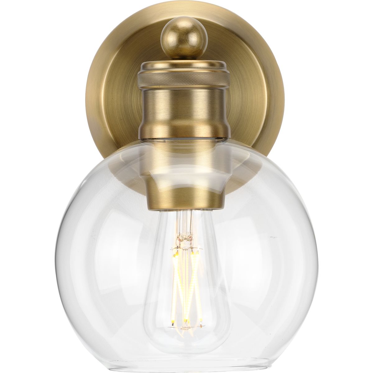 Hansford Vintage Brass Clear Globe Glass Bath Vanity Light