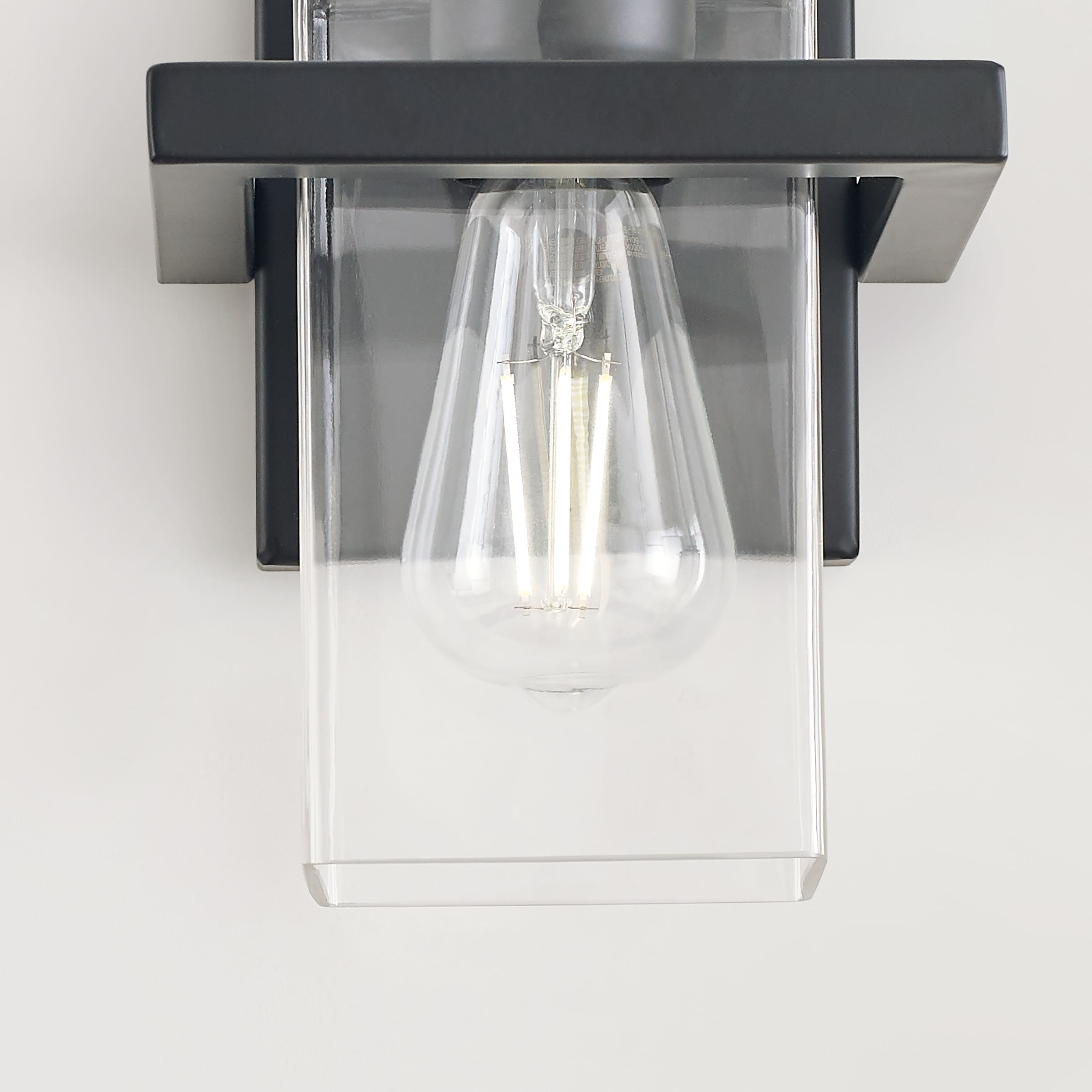 Midnight Black 1-Light Outdoor Vanity Sconce with Clear Glass Shade