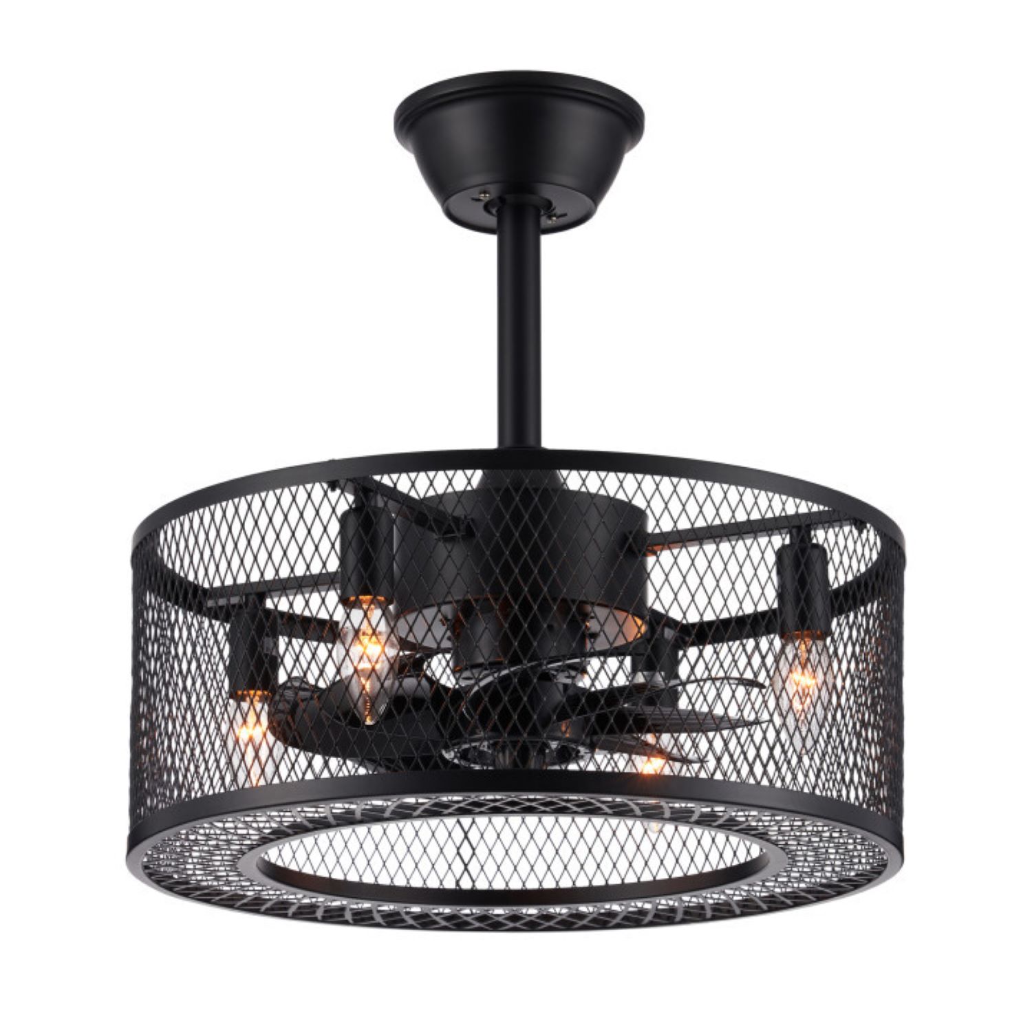 CO-Z CFN-1104-00 12-in Matte Black with Black Blades Fandelier Ceiling Fan With Light - Remote Included ( 3 -Blade )