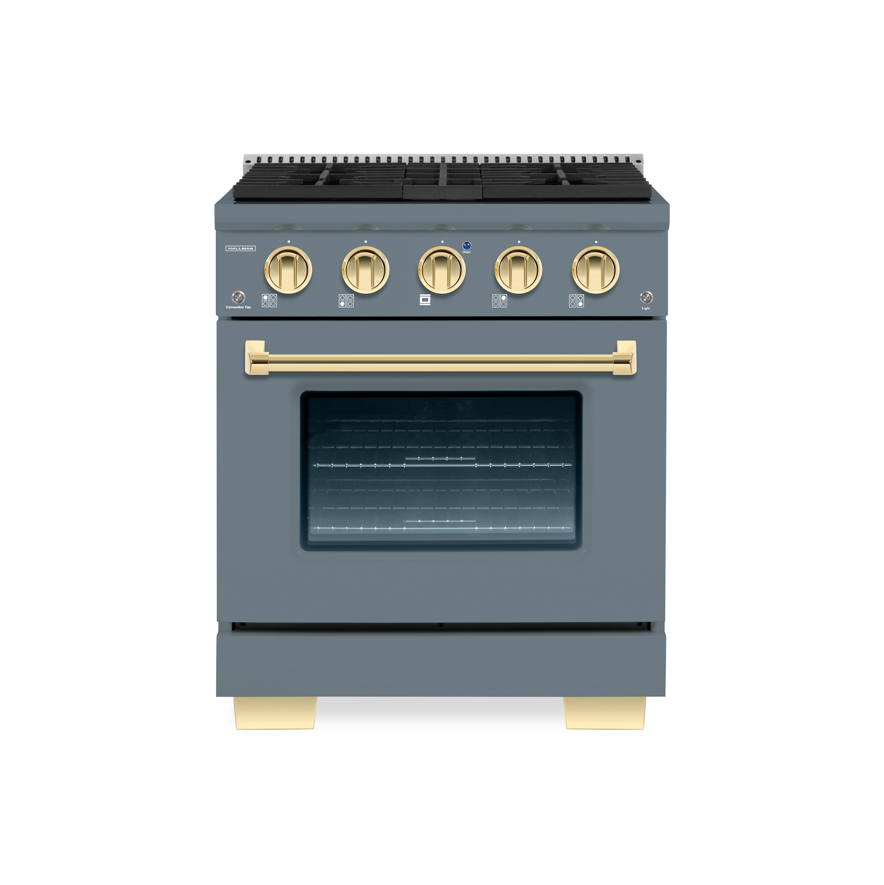 Hallman HBRG30BSGR Bold 30-in 4 burners 4.2-cu ft Convection Oven Freestanding Natural Gas Range ( Blue/Grey )