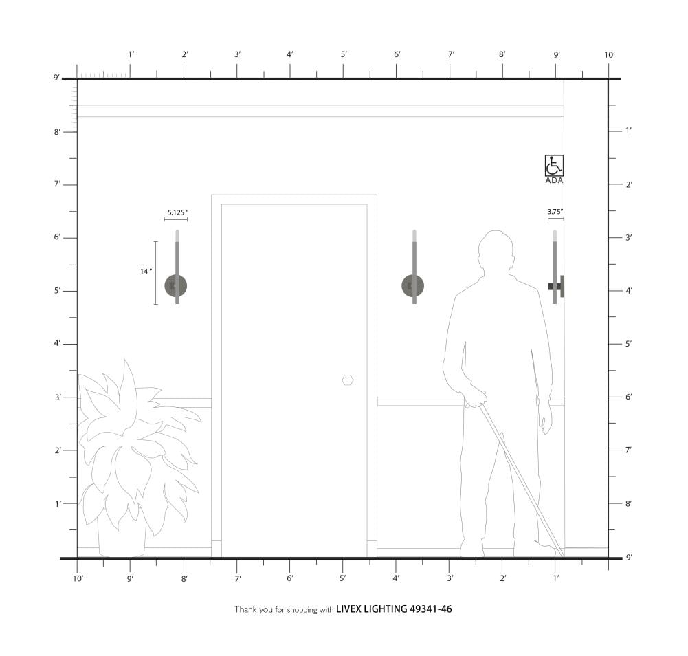 Denmark Black Chrome Slim 1-Light ADA Sconce