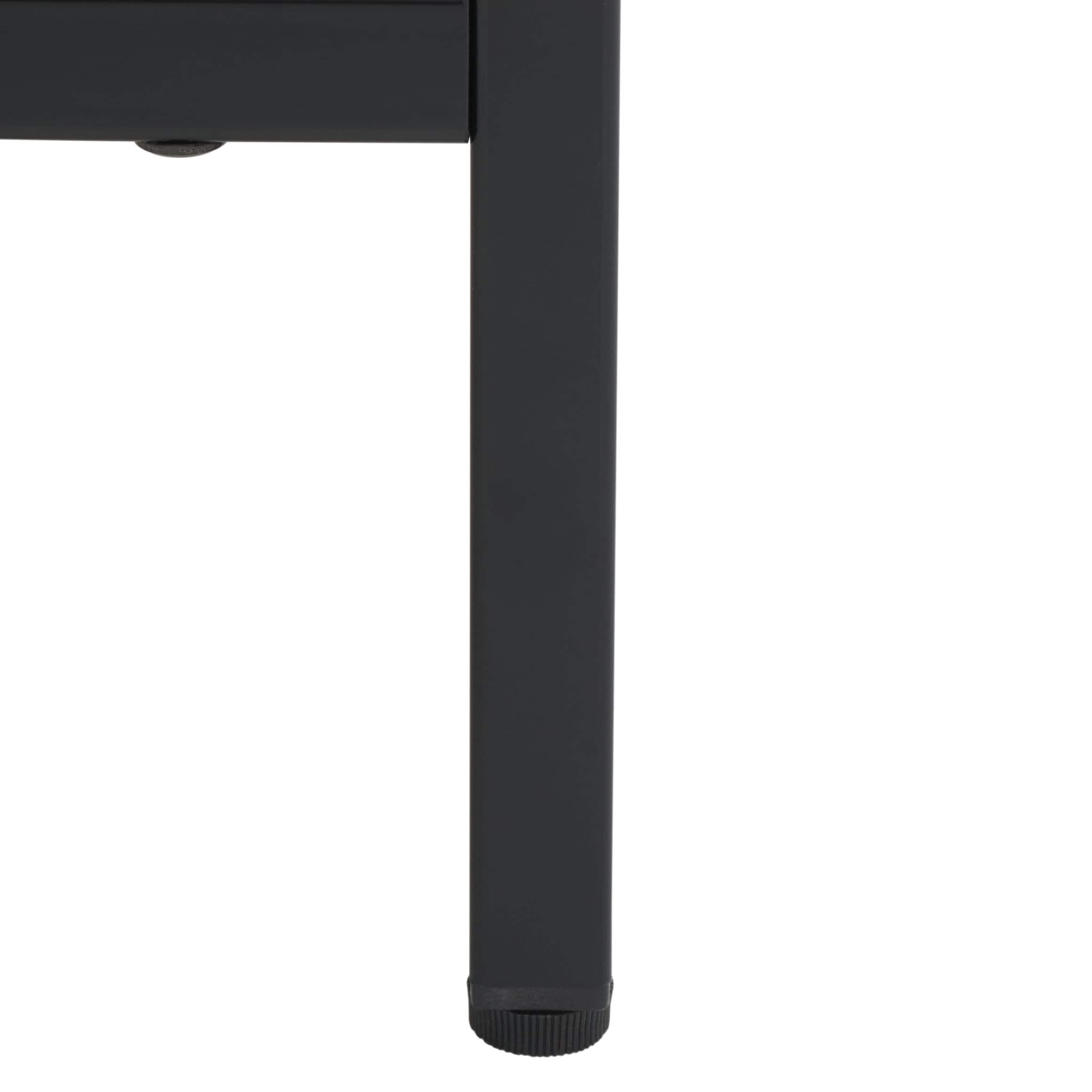 Walnut and Black Modern 2 Drawer Nightstand with Fluted Detail