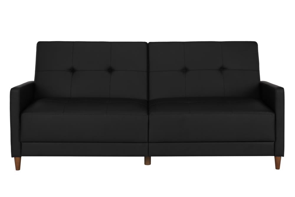 dhp delaney leather-look sleeper sofa black