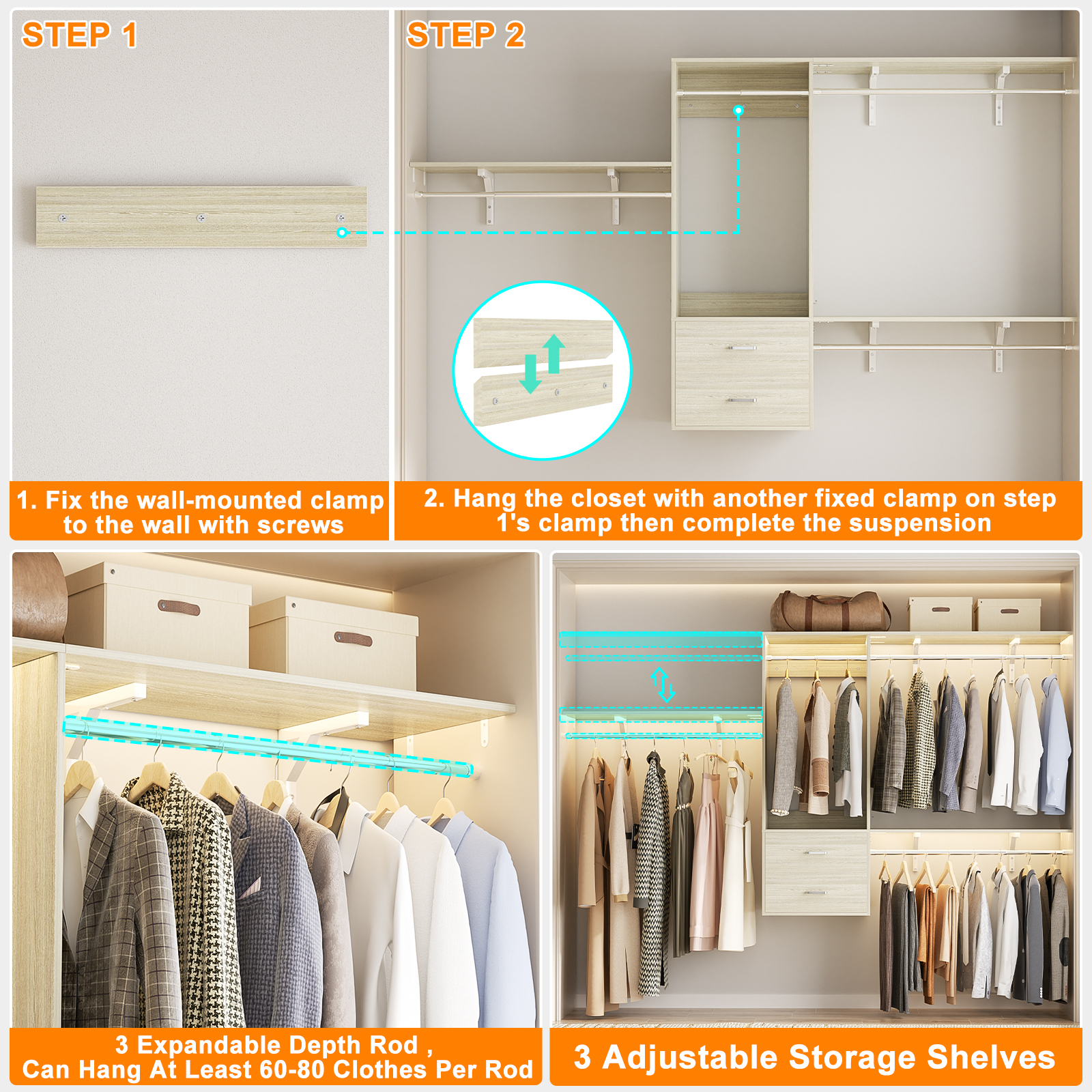 Aheaplus HCSD-WO Wood-Closet-Kits - View #4