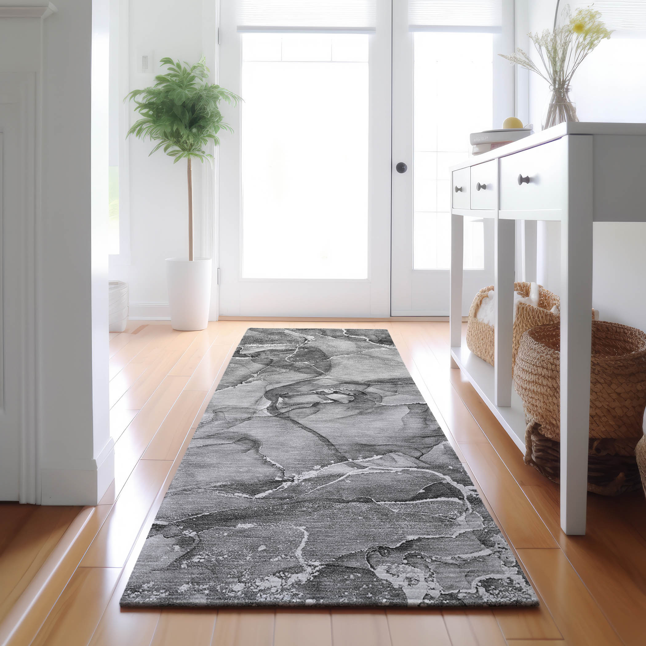 Addison Rugs AMF515GY2X8 Mayfield AMF515GY 2 x 7 (ft) Loomed Polyester Gray Rectangular Indoor Abstract Machine washable Area rug