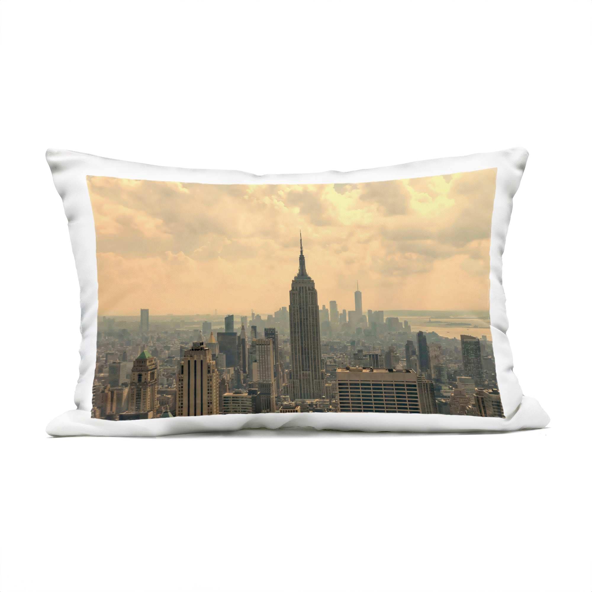 Stupell Industries PLP-943-ORC-14X20 NYC Skyline with Clouds Outdoor Printed Pillowdesign by LSR Creative Studio 14 x 20