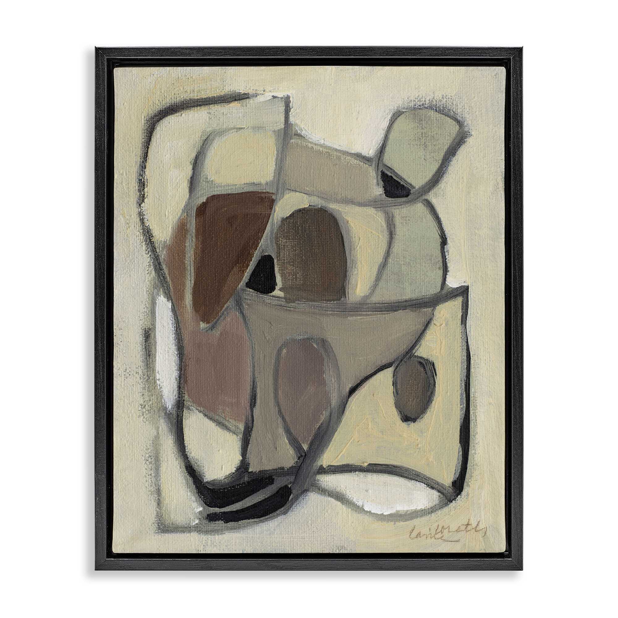 Stupell Industries BT-278-FFB-16X20 Rustic Curved Shapes Abstract Black Framed Floater Canvas Wall Art By Lanie Loreth  17 x 21