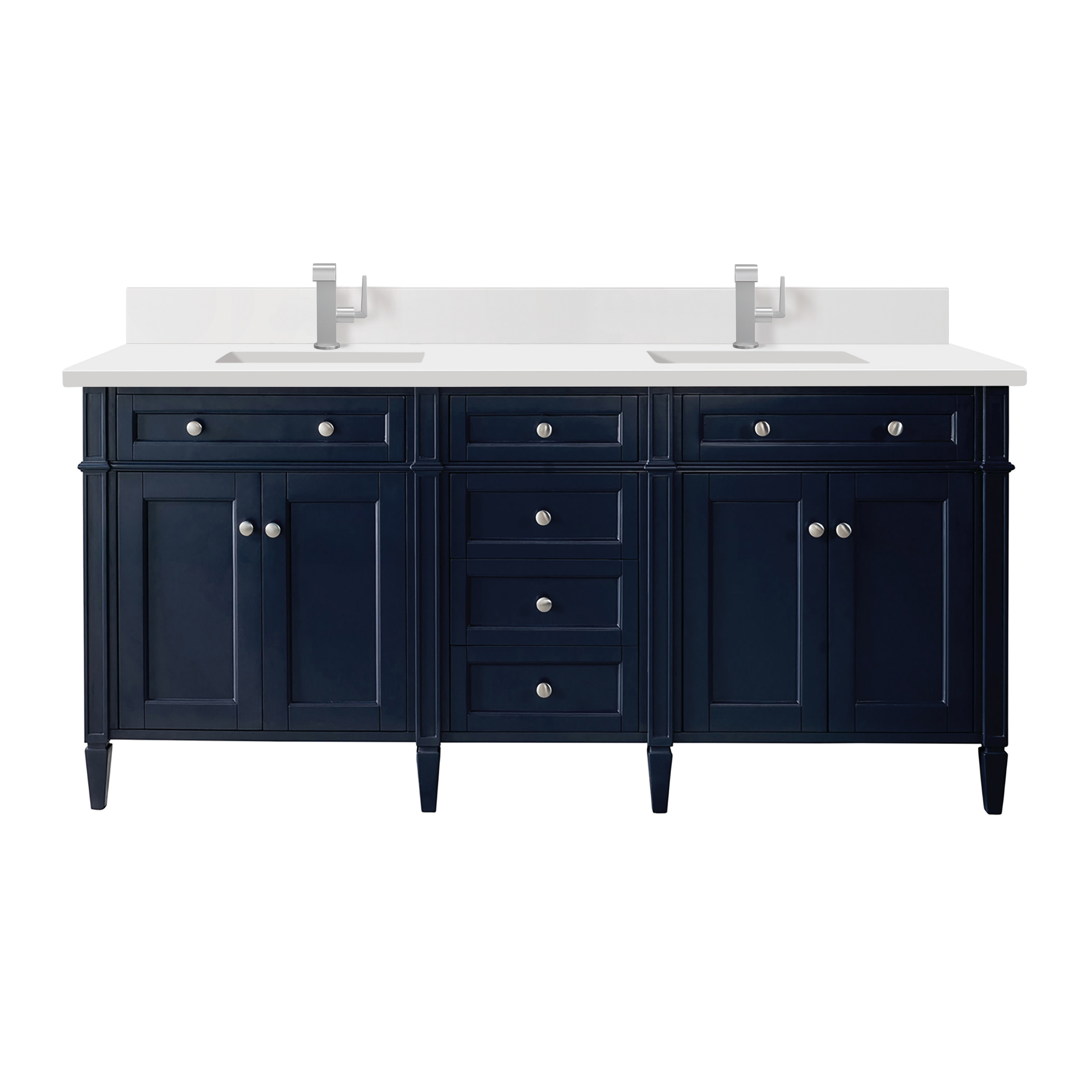 James Martin Vanities 650-V72-VBL-1WZ Brittany 72-in Victory Blue Undermount Double Sink Bathroom Vanity with White Zeus Quartz Top