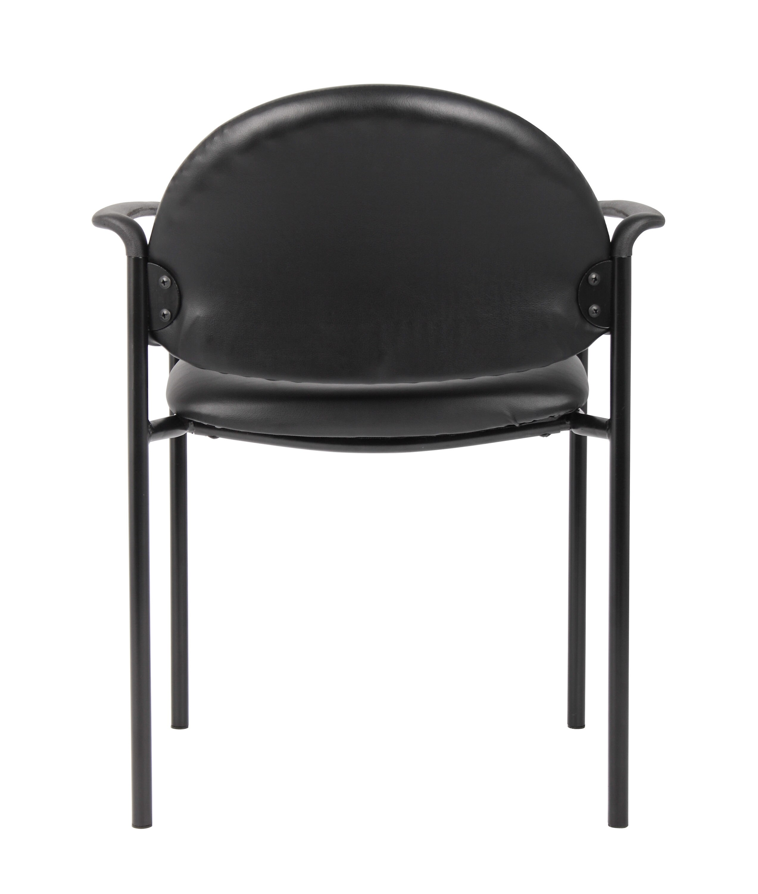 Contemporary Black Caressoft Stacking Chair with Metal Frame