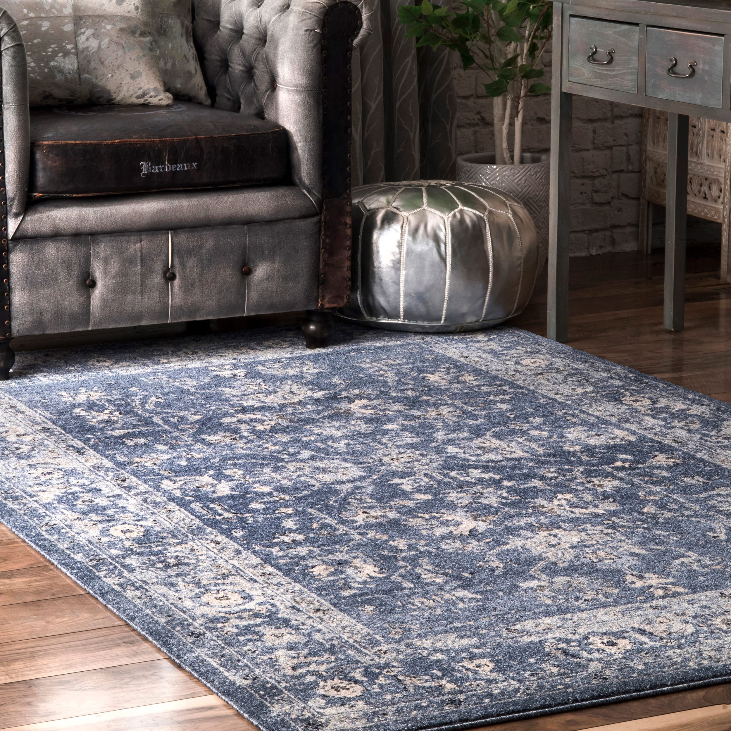 nuLOOM ACCH03A-406 4 x 6 (ft) Loomed Polypropylene Blue Rectangular Indoor Floral/Botanical Vintage Area rug