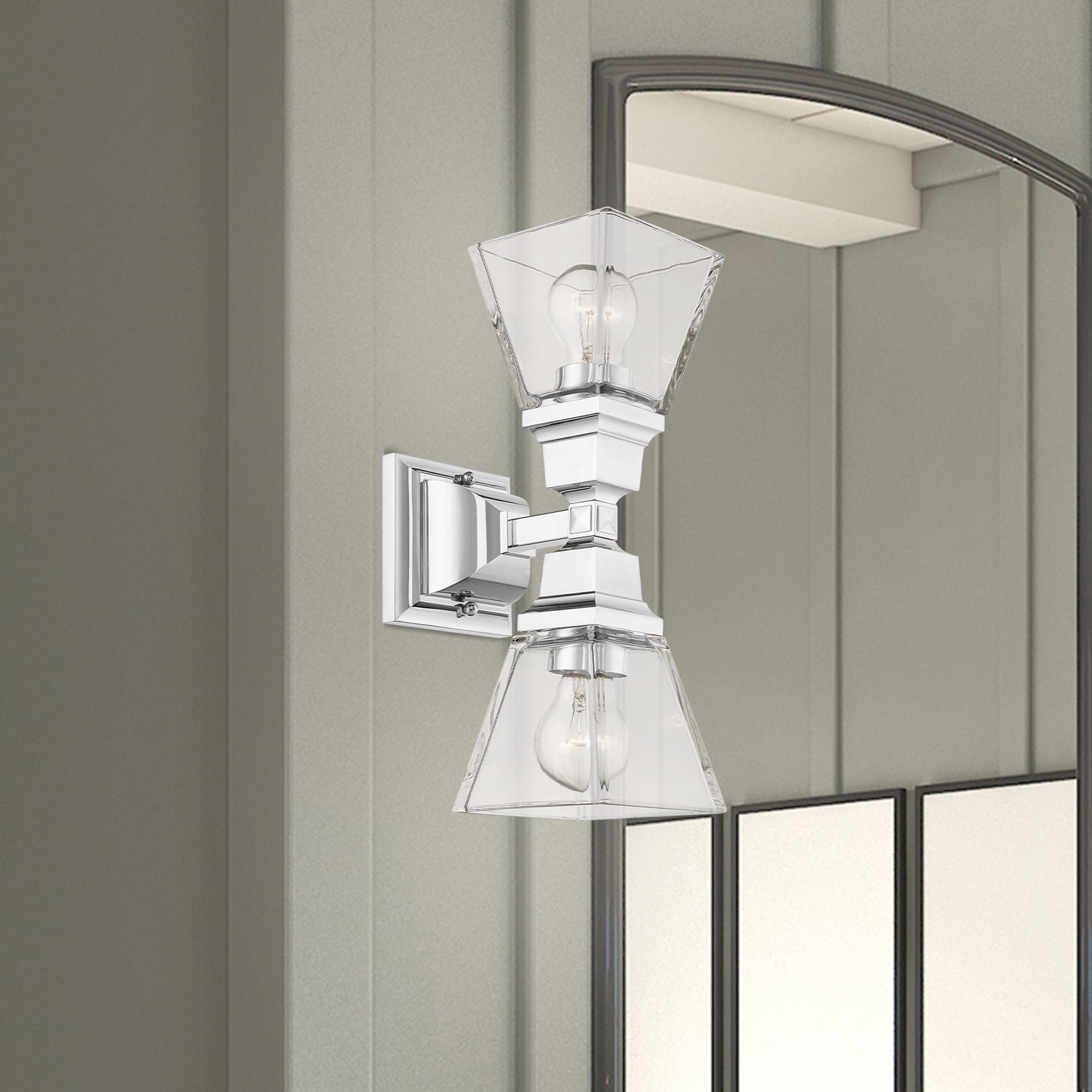 Polished Chrome Clear Glass 2-Light Wall Sconce