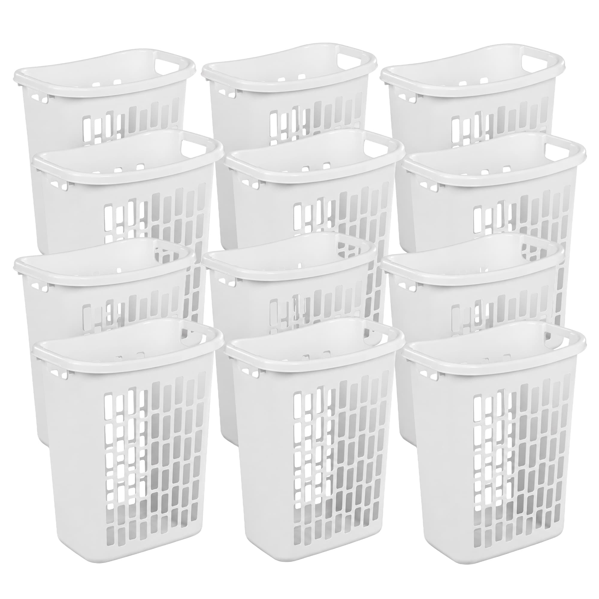Sterilite  Rectangle Open Top Hamper 1.8 Bushel Laundry Basket White 12 Pack