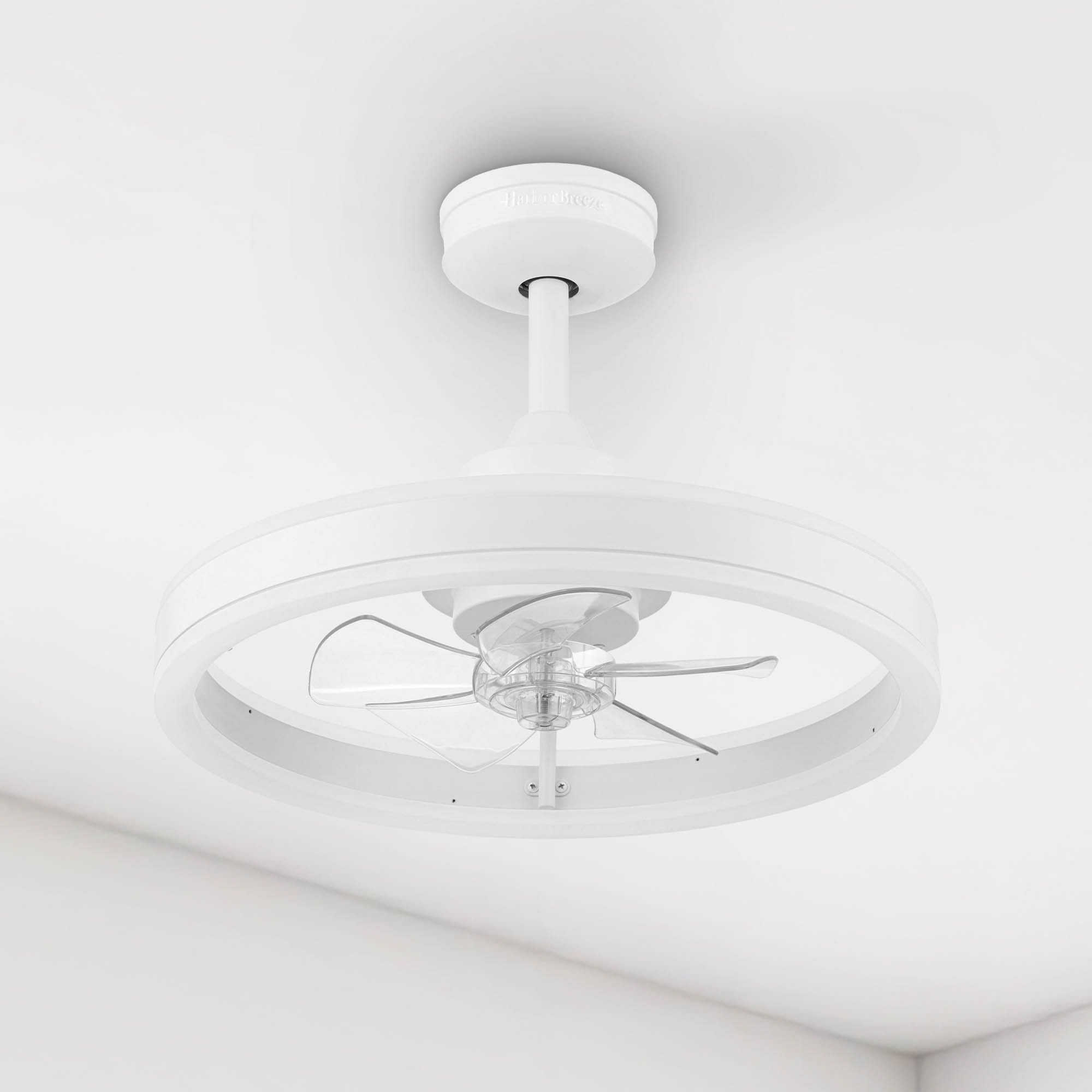 Harbor Breeze 43565 Edenmore II 20-in Color-Changing White with Clear Blades Fandelier Ceiling Fan With Light - Remote Included ( 5 -Blade )