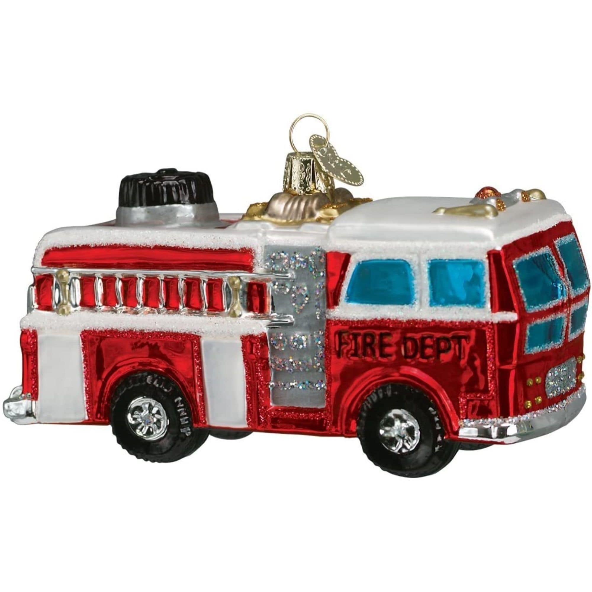 Old World Christmas 729343460059 Glass Blown Ornament for Christmas Tree - Fire Truck