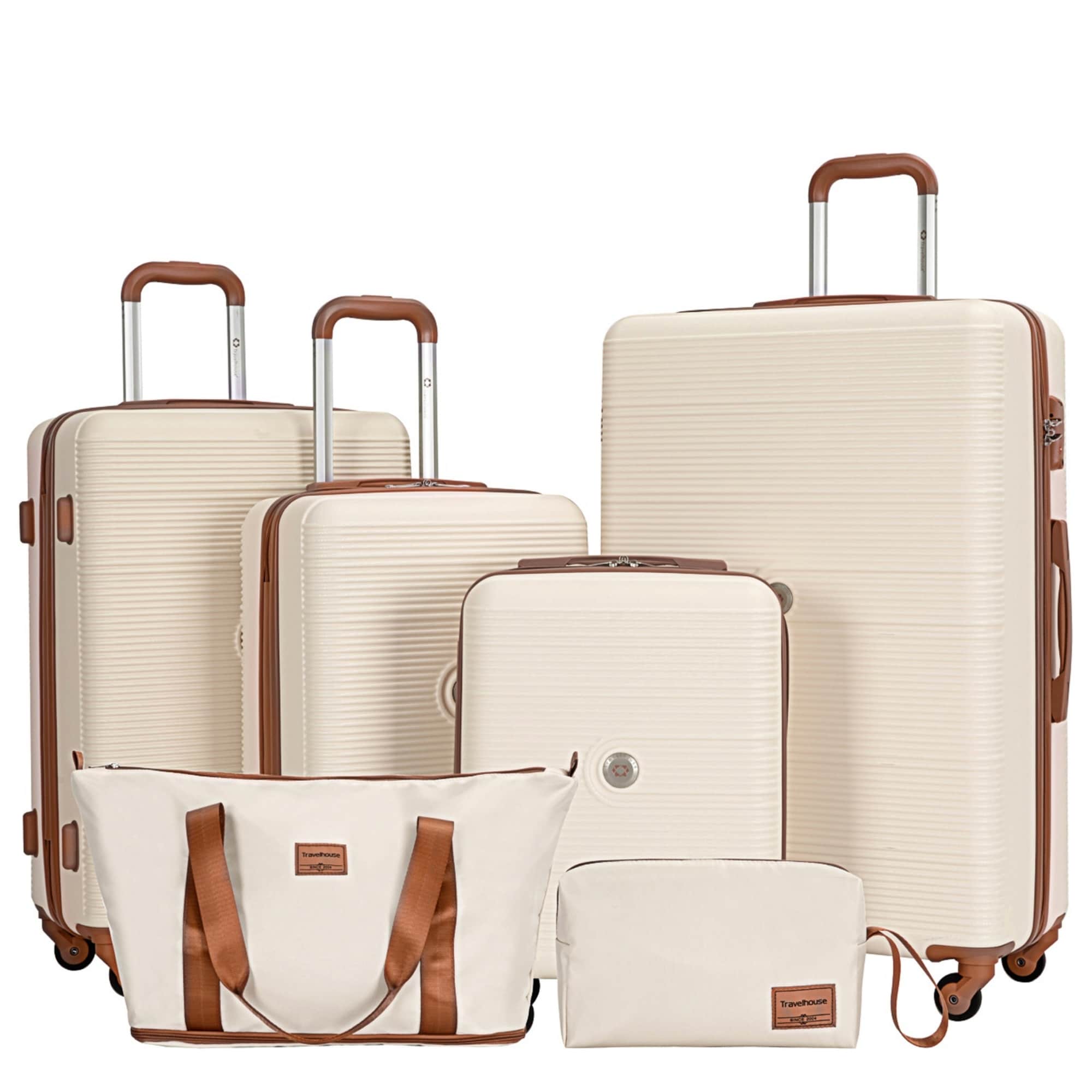 Bybafun 6 -Bag Hardshell 29.5"x18.10"x11.20" Plastic White Spinner Suitcase set