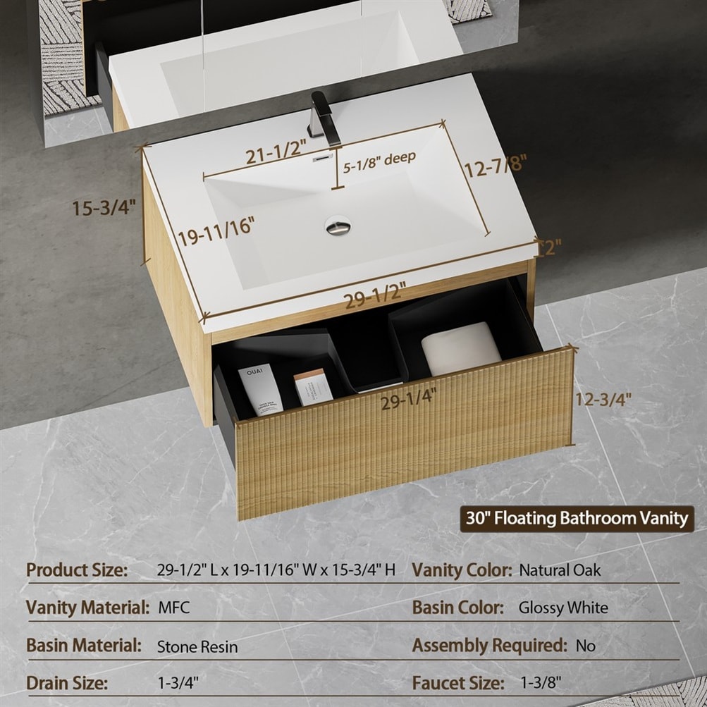 Poinic YUR-V16-30OAK Bath-Vanity-Combo - View #3