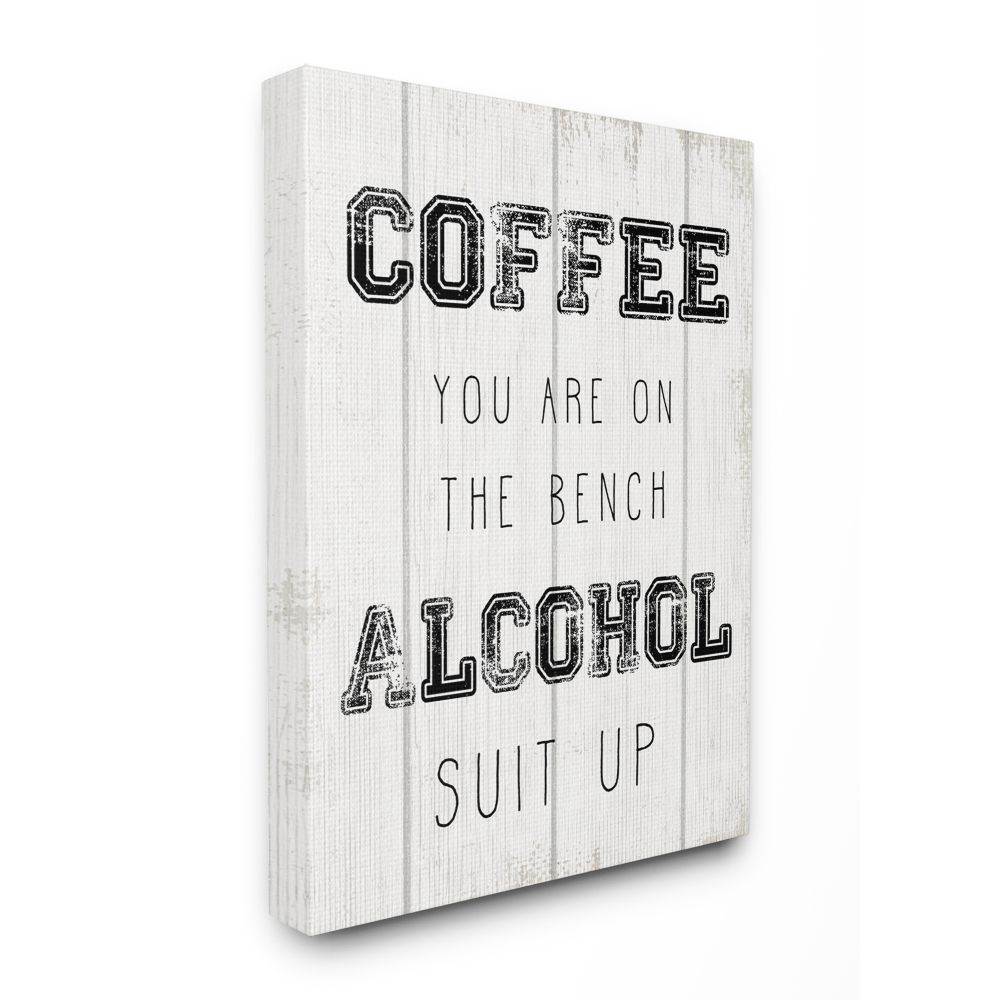Stupell Industries AB-424-CN-24X30 Coffee and Alcohol Sports Reference Morning Humor Daphne Polselli 30-in H x 24-in W Inspirational Print on Canvas