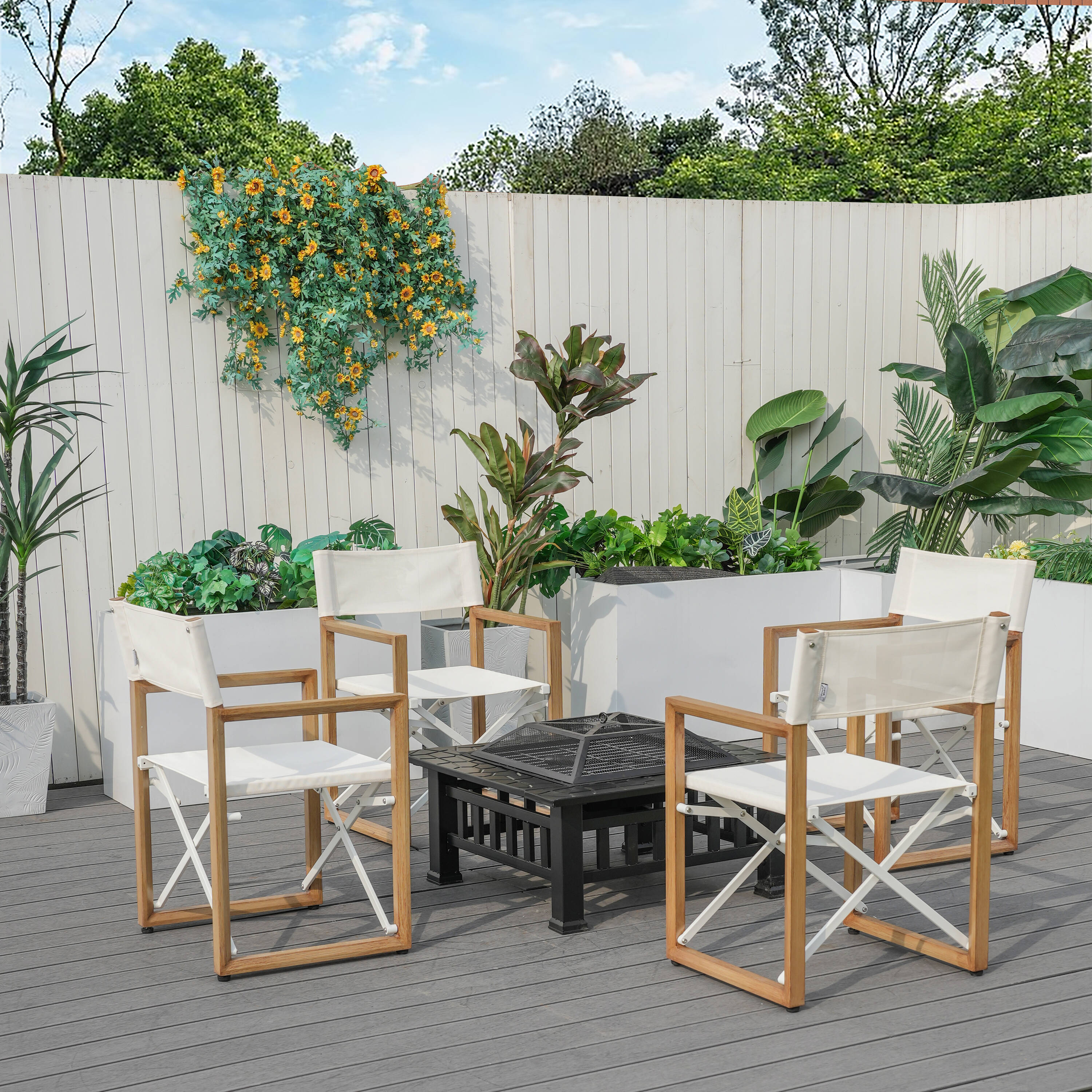 Direct Wicker DWG-42508&6100BK 5 -Piece Patio Conversation Set with White