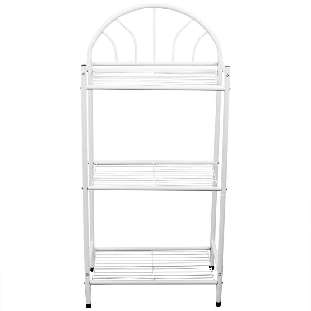 Home Basics LOW78368 White 3-Tier Steel Freestanding Bathroom Shelf (17-in x 37-in x 11-in)