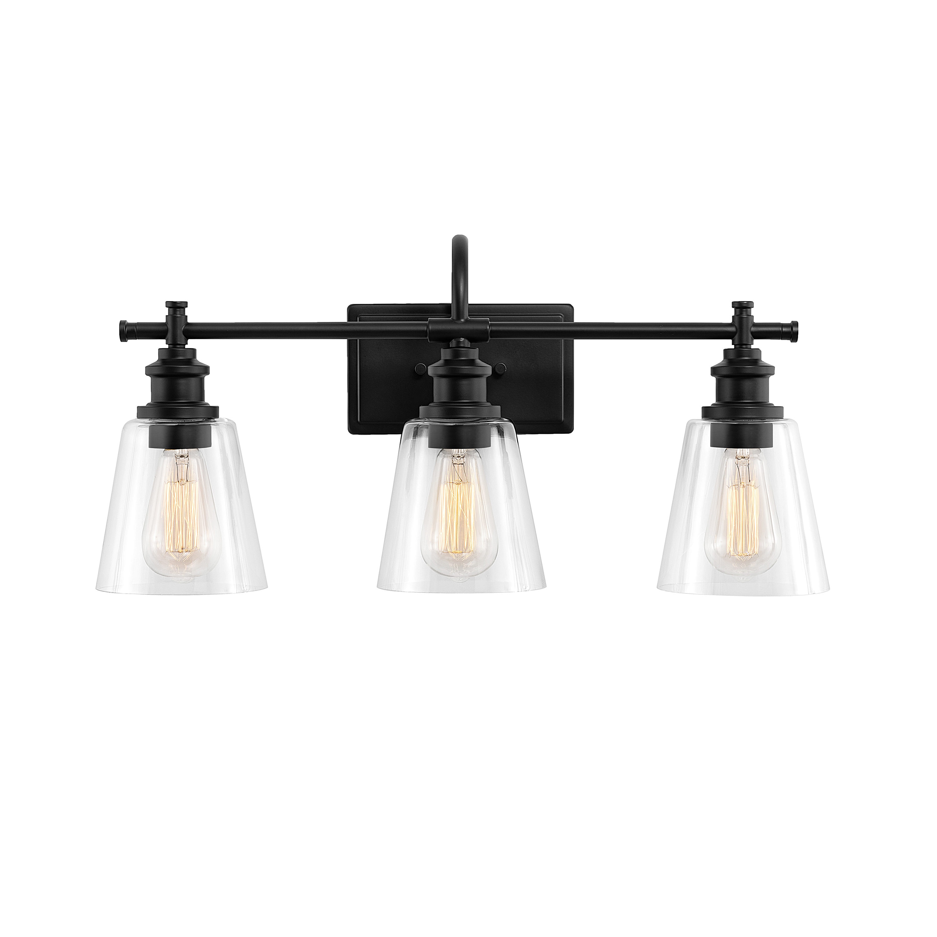 KAWOTI Armma 24-in 3-Light Matte Black Modern/Contemporary Vanity Light ...