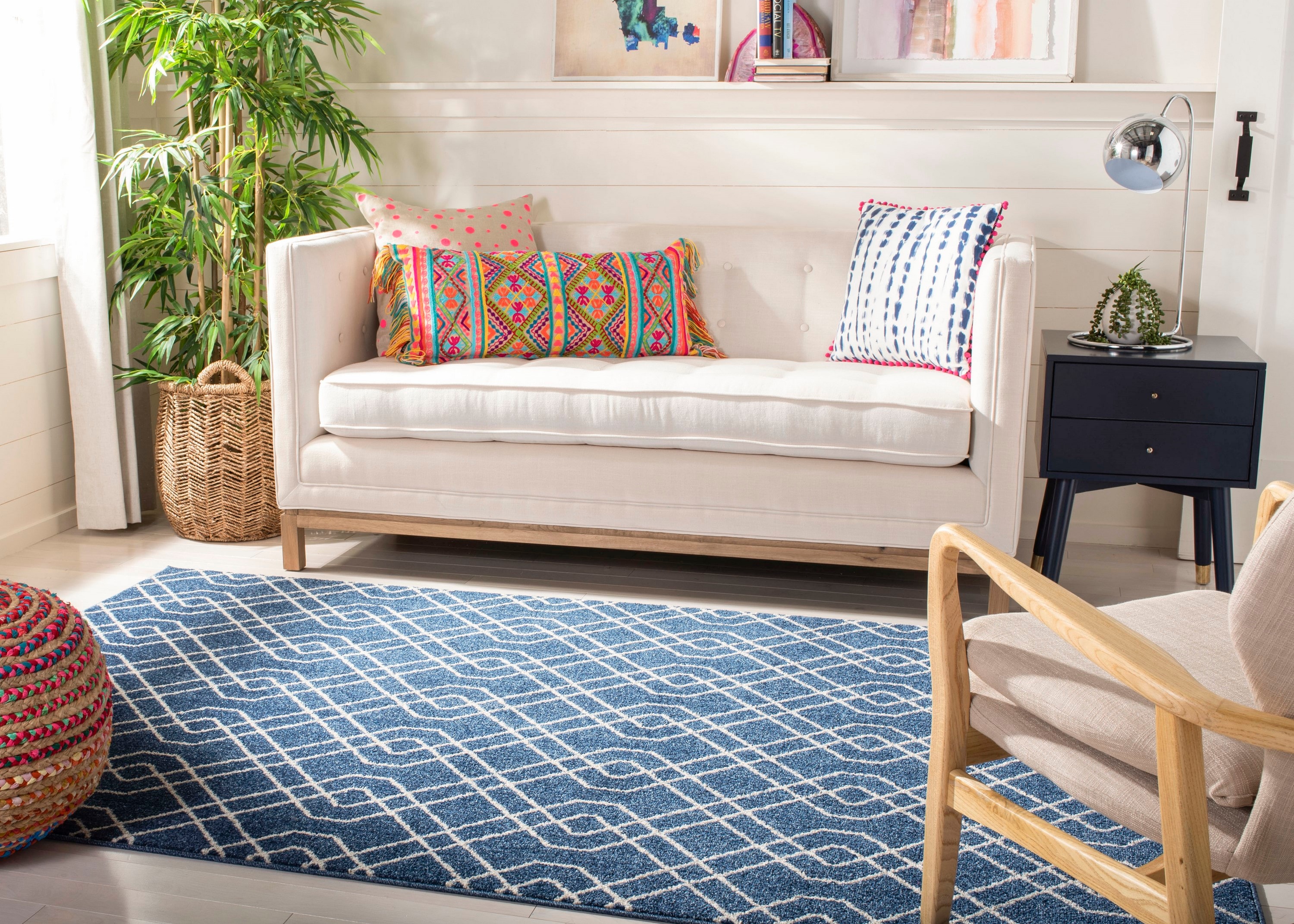 Reversible Ivory Cotton-Synthetic 4' x 6' Easy-Care Rug
